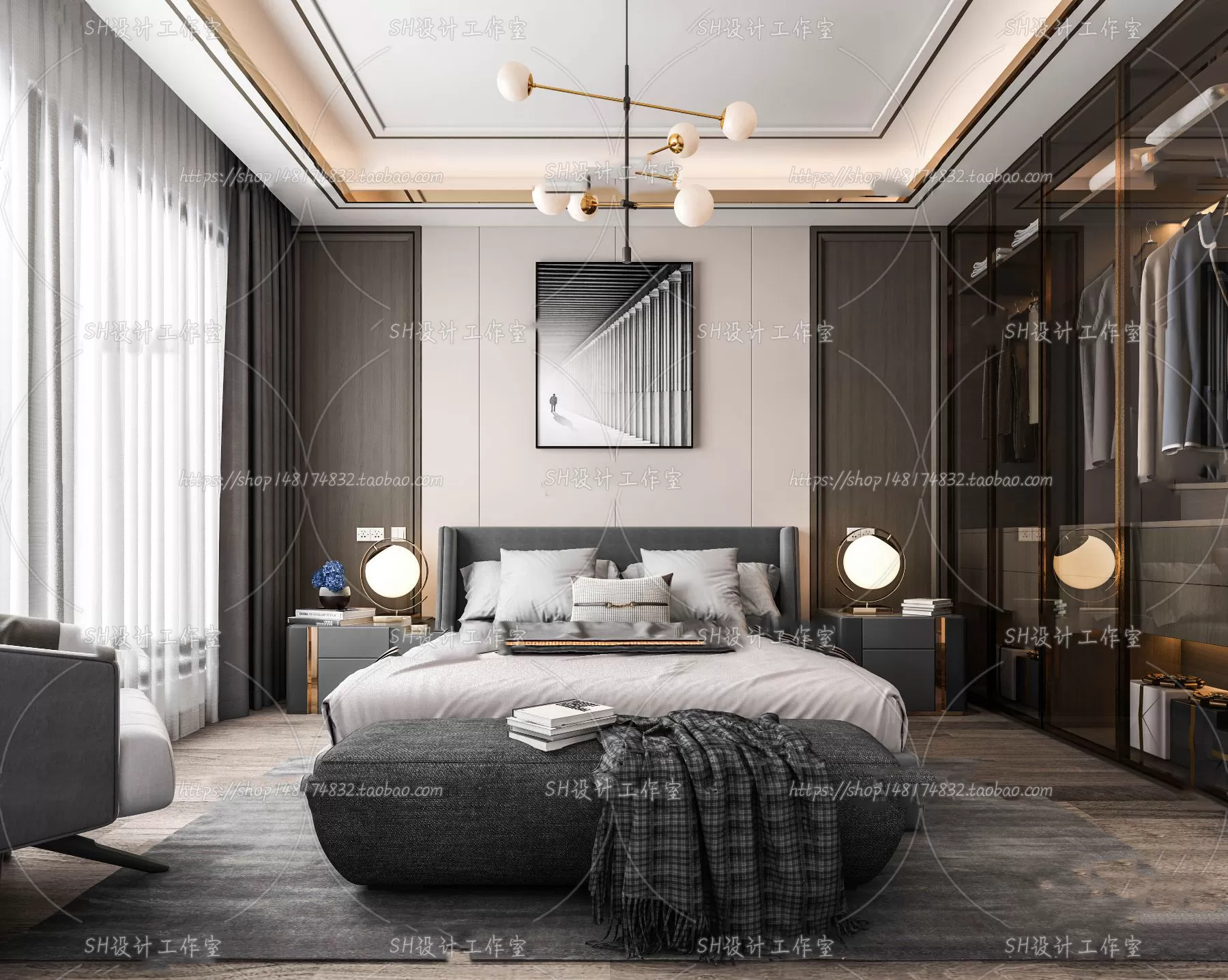 BEDROOM 3D SCENES – VRAY RENDER – 168