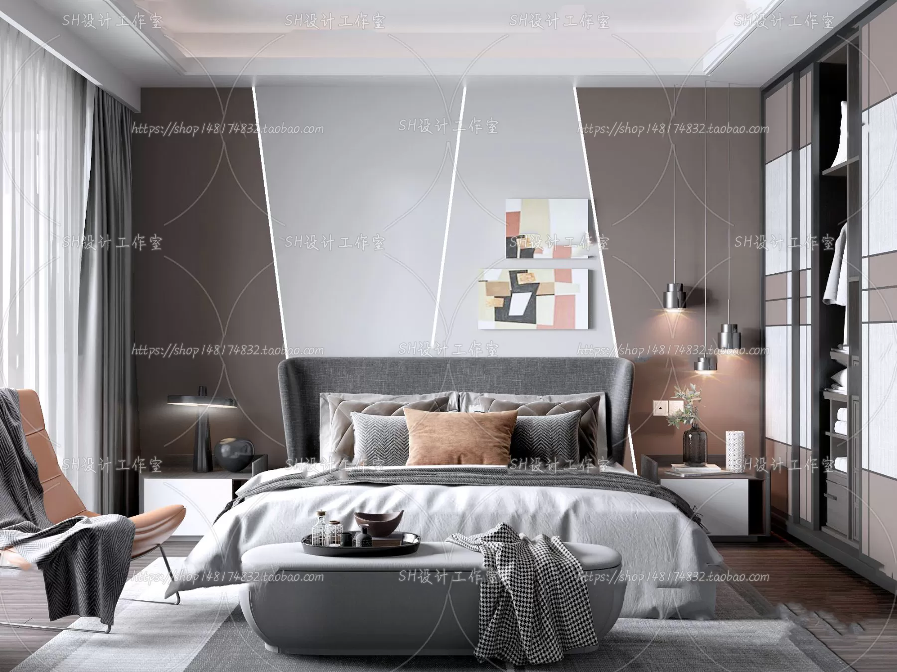 BEDROOM 3D SCENES – VRAY RENDER – 169