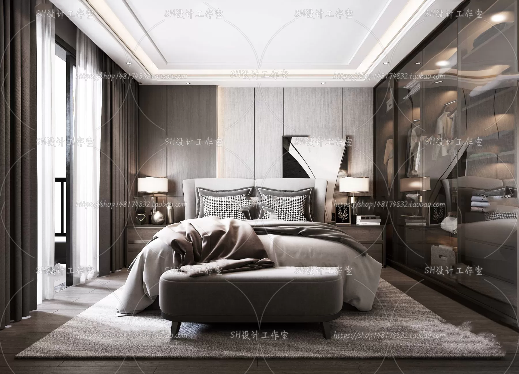 BEDROOM 3D SCENES – VRAY RENDER – 174
