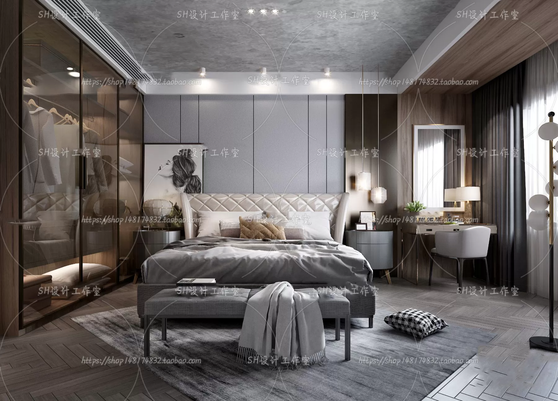 BEDROOM 3D SCENES – VRAY RENDER – 179