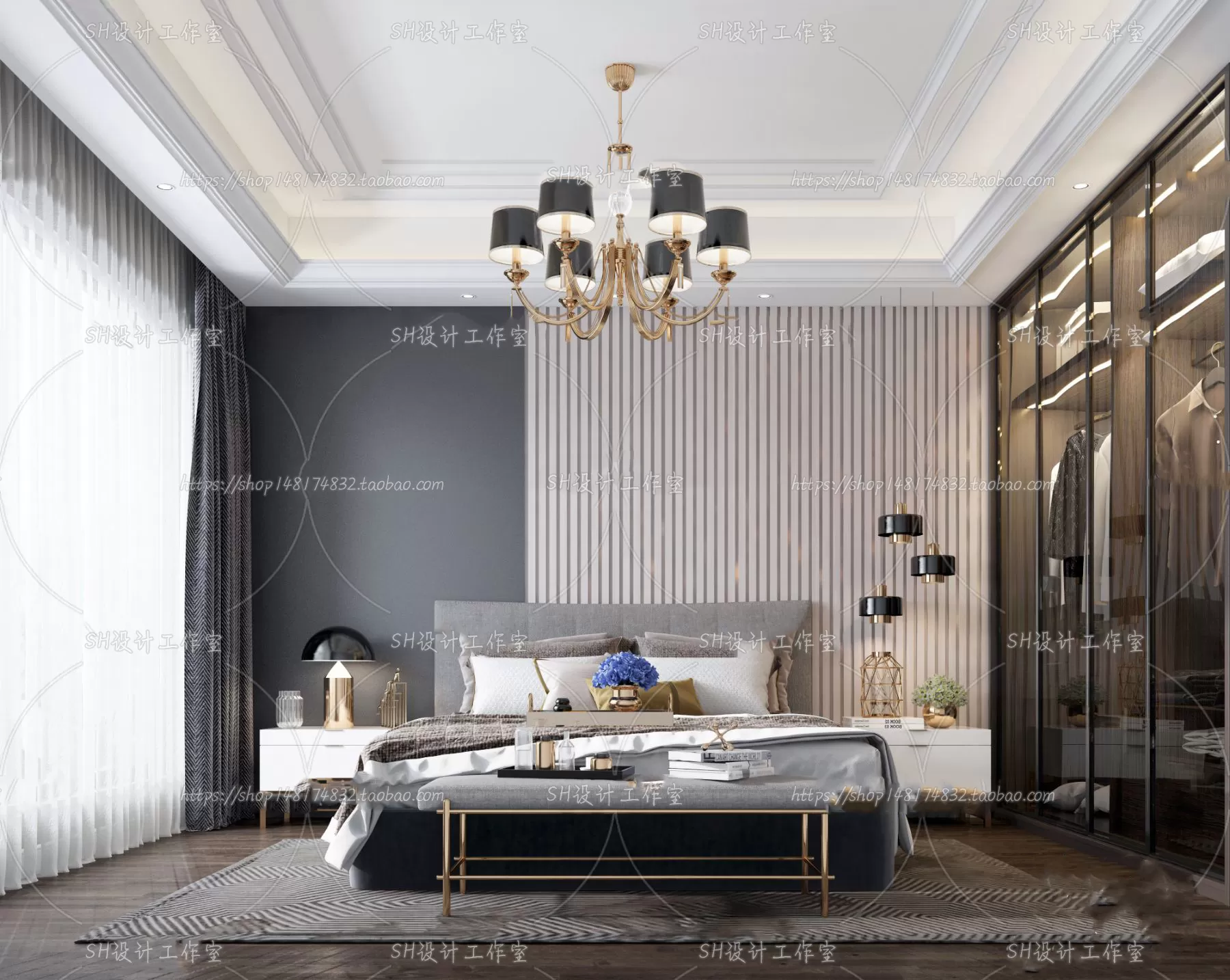 BEDROOM 3D SCENES – VRAY RENDER – 180