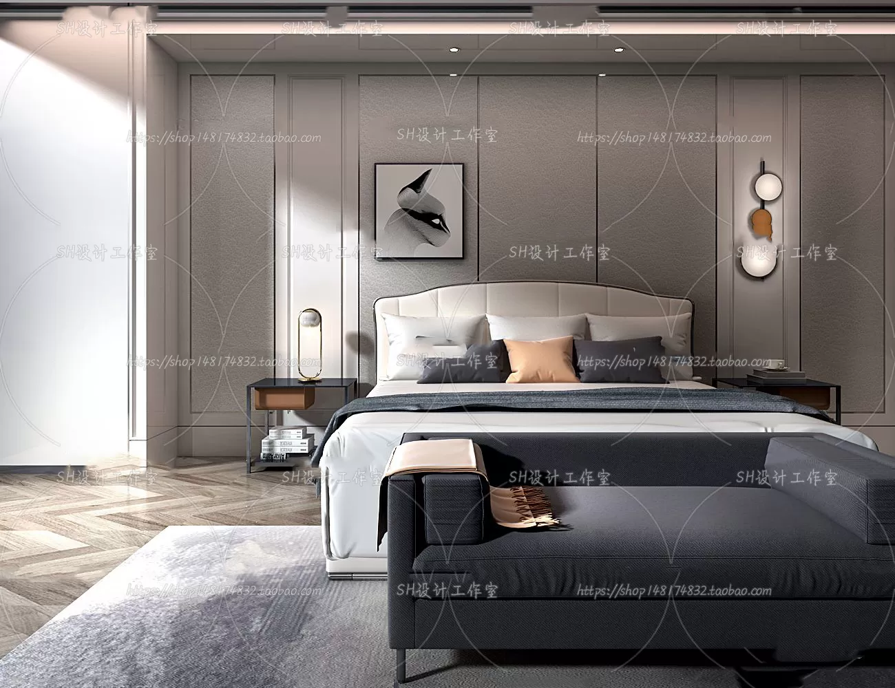 BEDROOM 3D SCENES – VRAY RENDER – 189