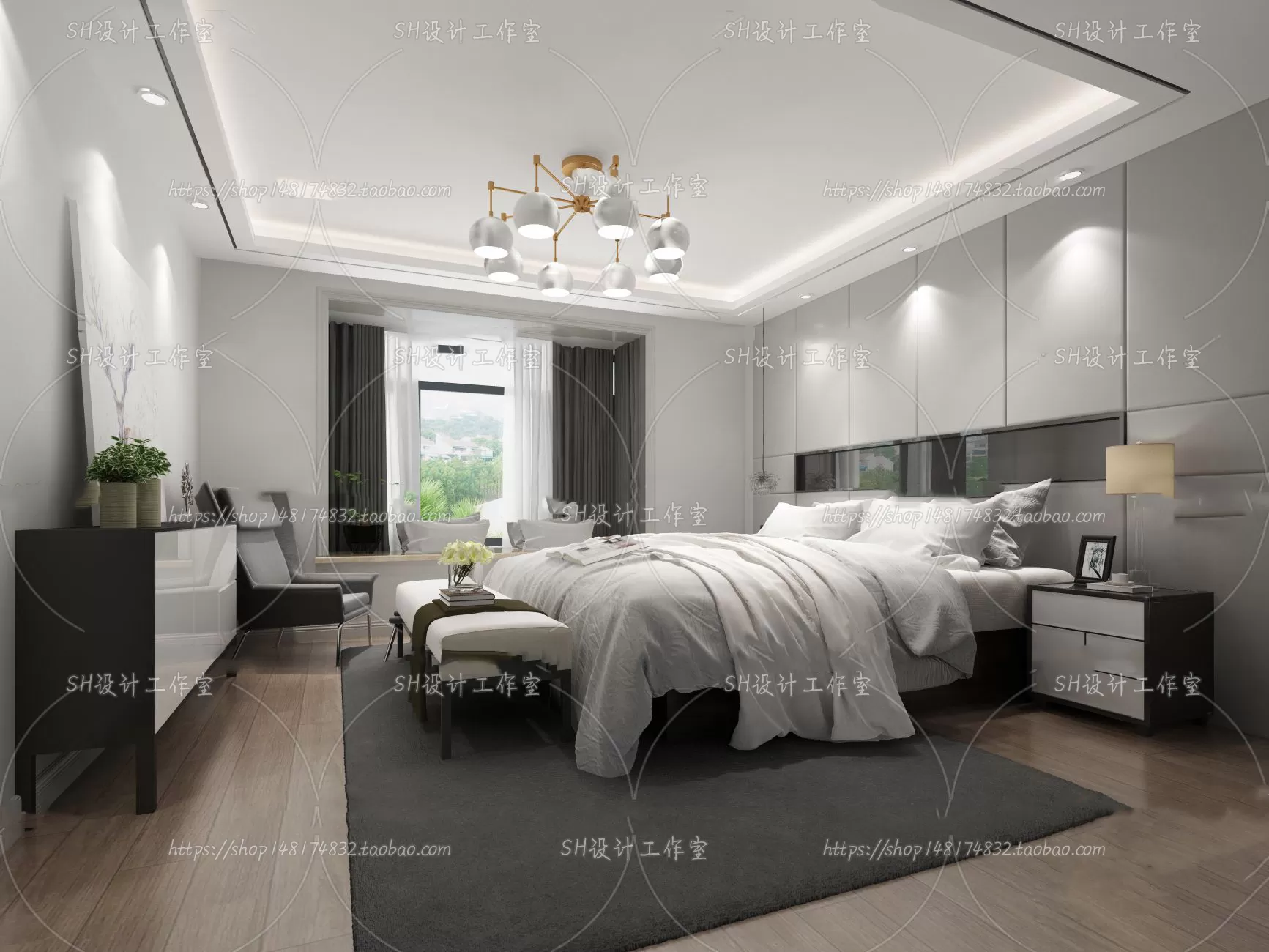 BEDROOM 3D SCENES – VRAY RENDER – 195