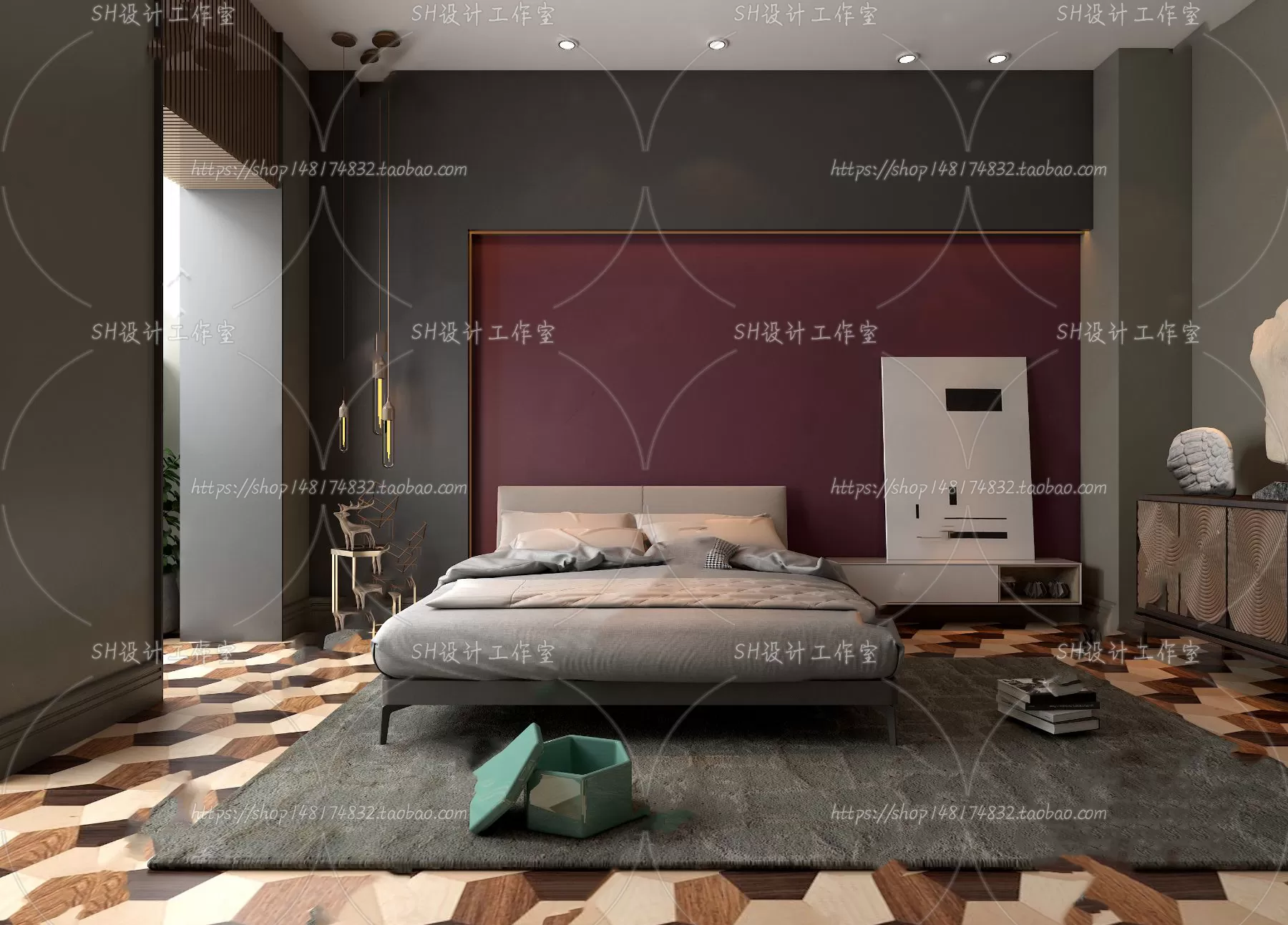 BEDROOM 3D SCENES – VRAY RENDER – 198