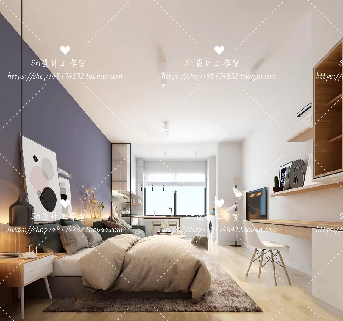 BEDROOM 3D SCENES – VRAY RENDER – 444