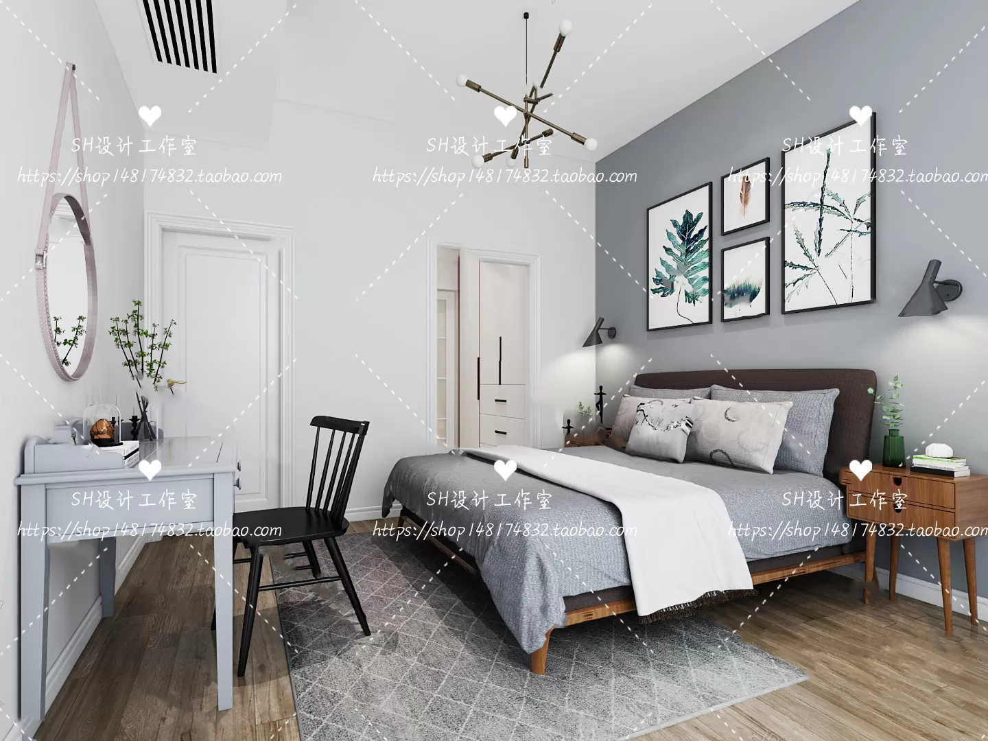 BEDROOM 3D SCENES – VRAY RENDER – 448