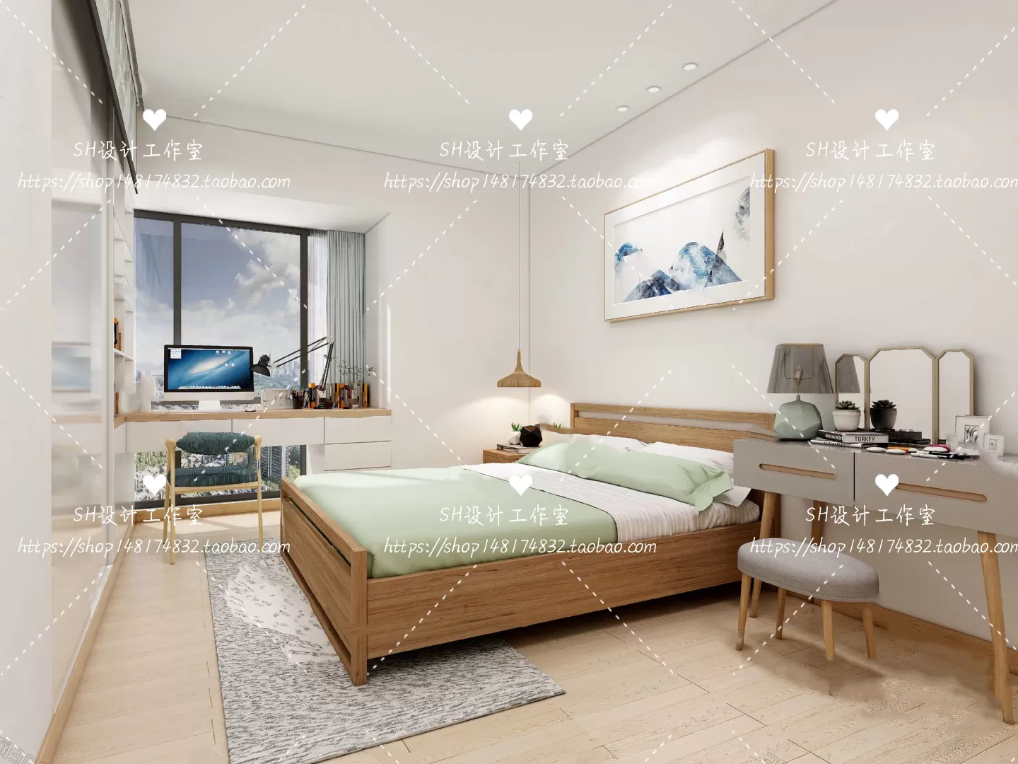 BEDROOM 3D SCENES – VRAY RENDER – 452