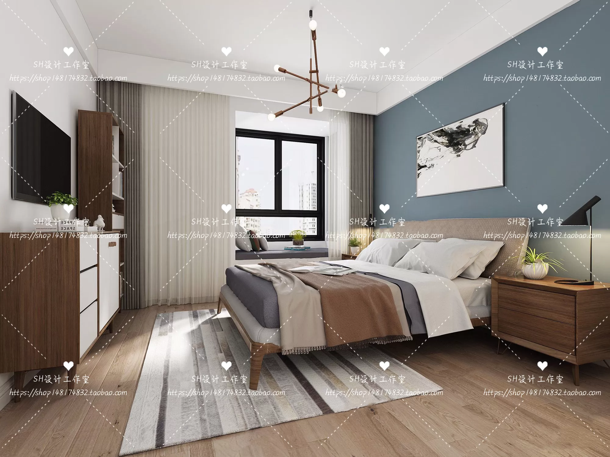 BEDROOM 3D SCENES – VRAY RENDER – 454