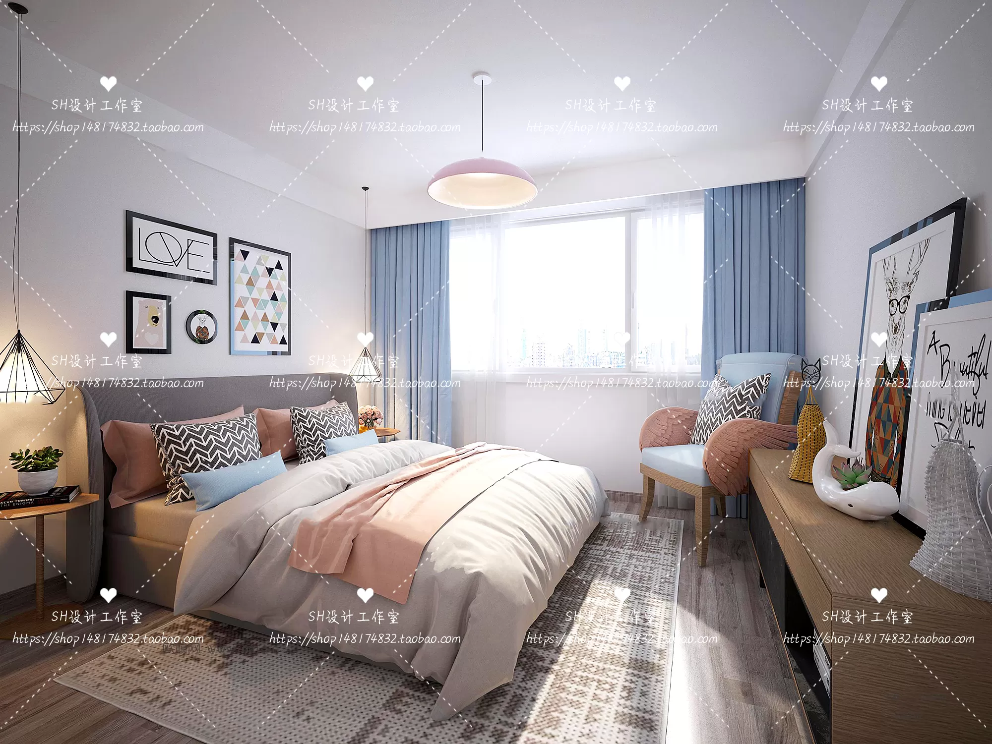 BEDROOM 3D SCENES – VRAY RENDER – 458