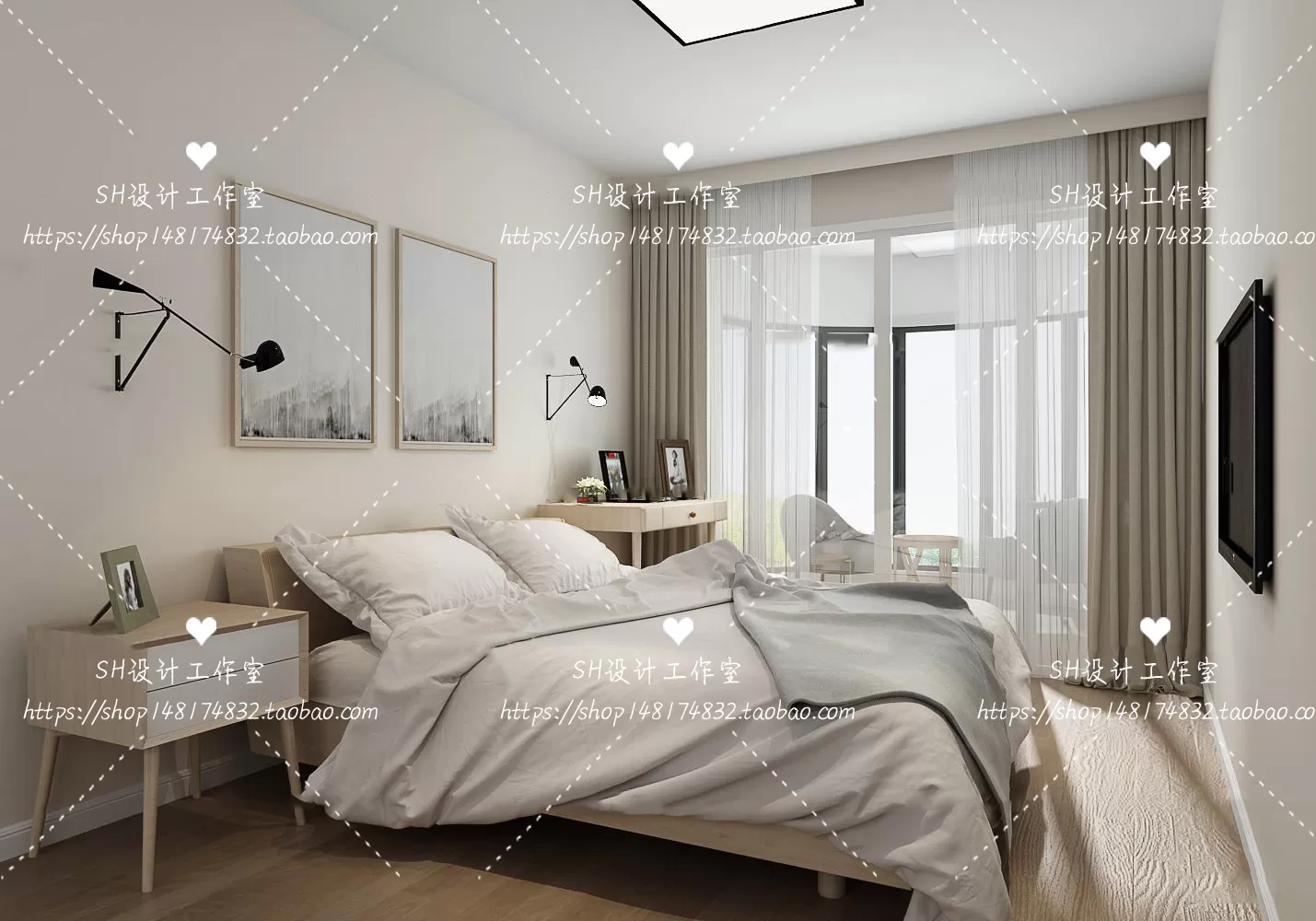 BEDROOM 3D SCENES – VRAY RENDER – 461