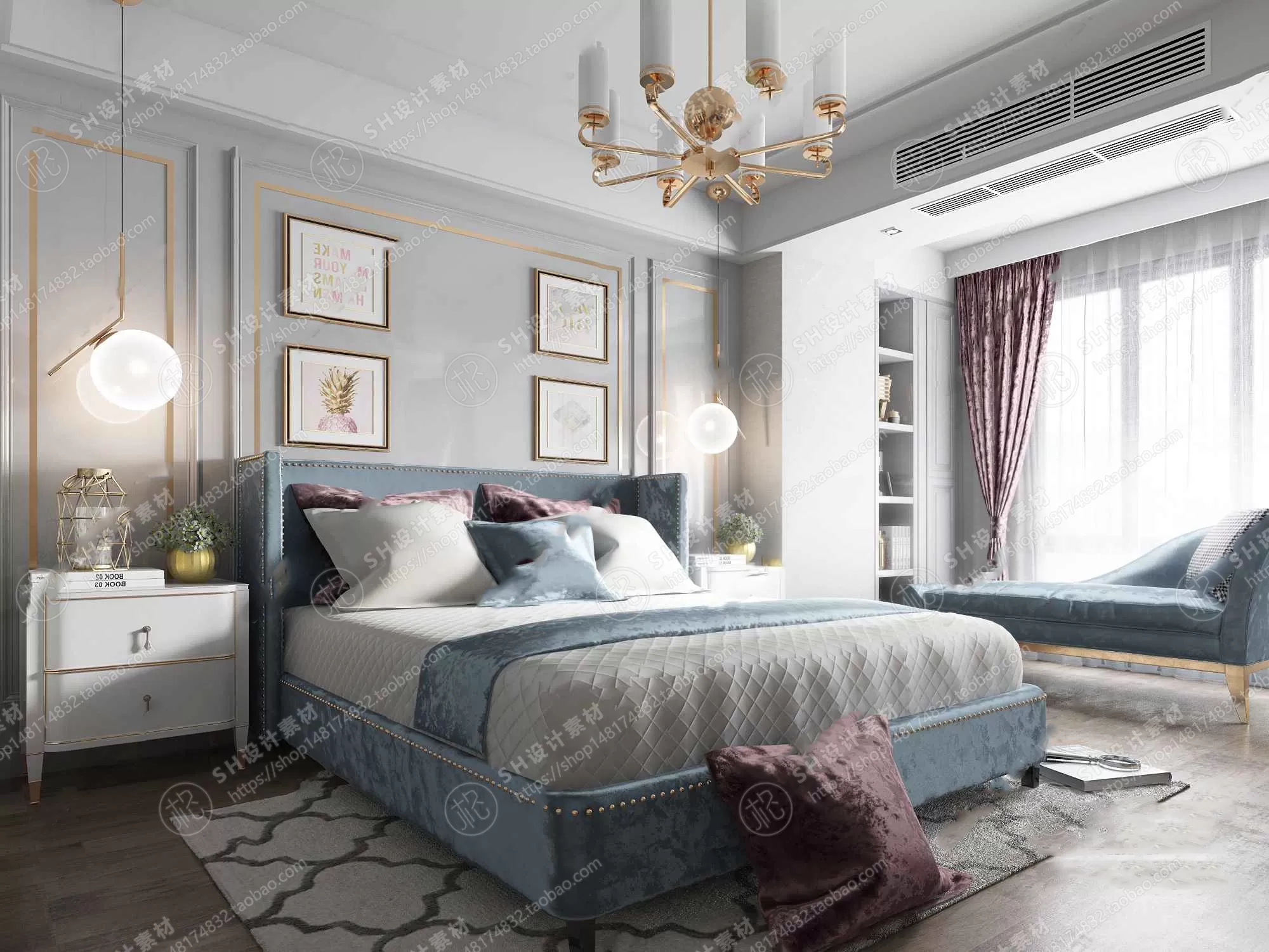 BEDROOM 3D SCENES – VRAY RENDER – 474
