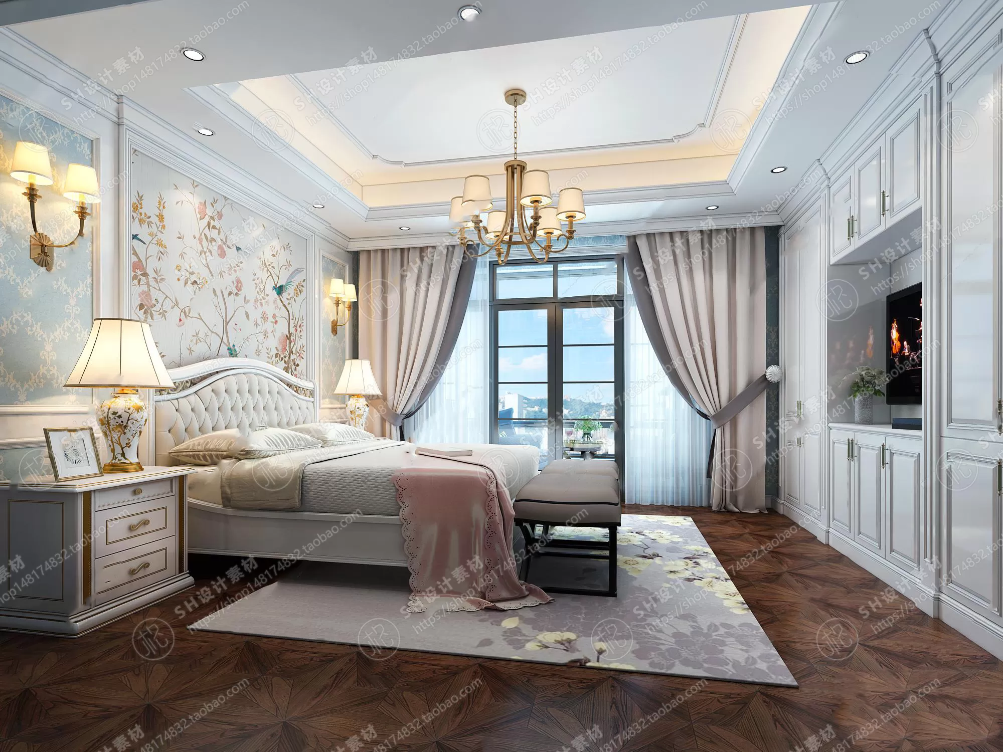 BEDROOM 3D SCENES – VRAY RENDER – 476