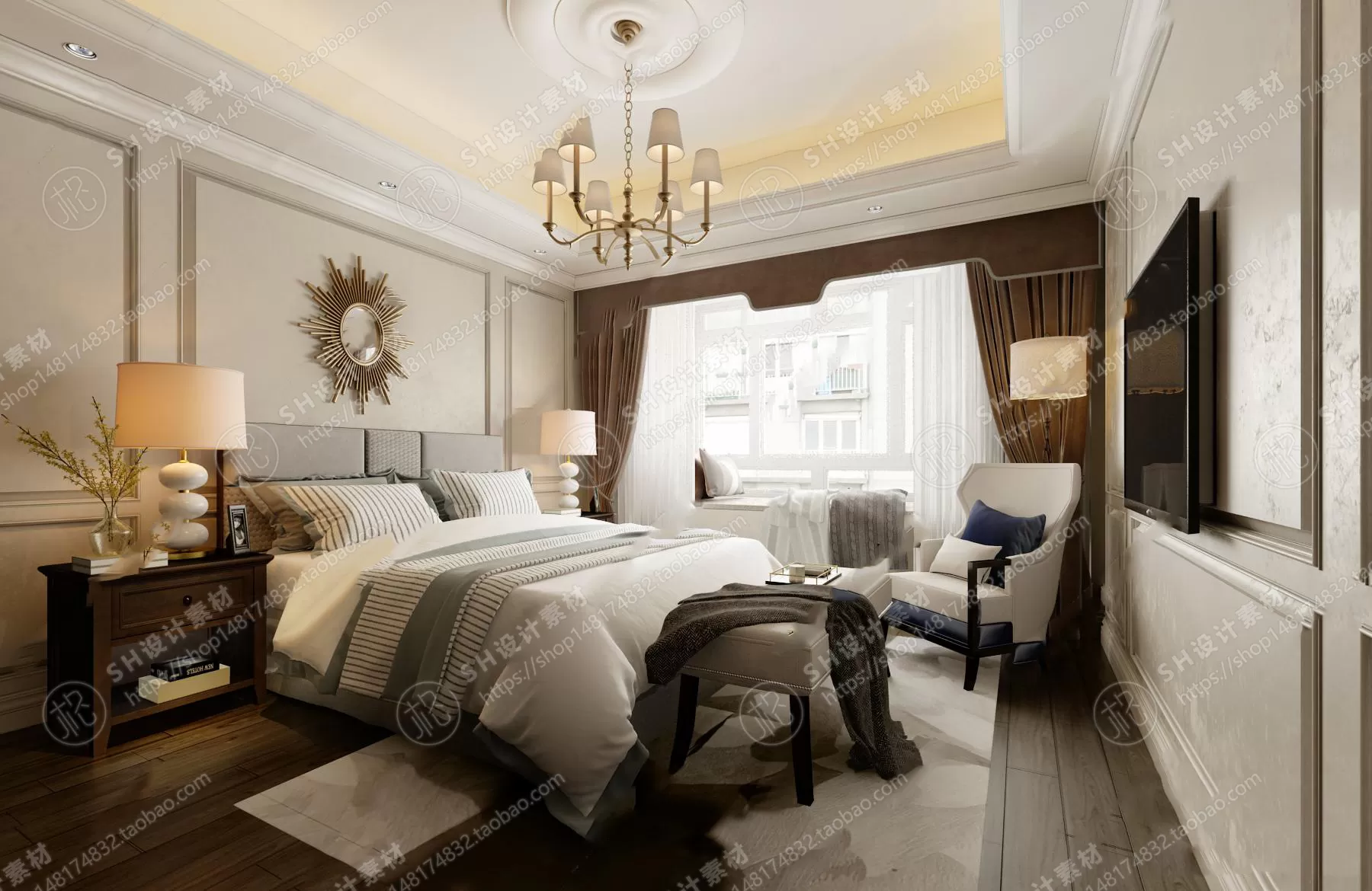 BEDROOM 3D SCENES – VRAY RENDER – 477