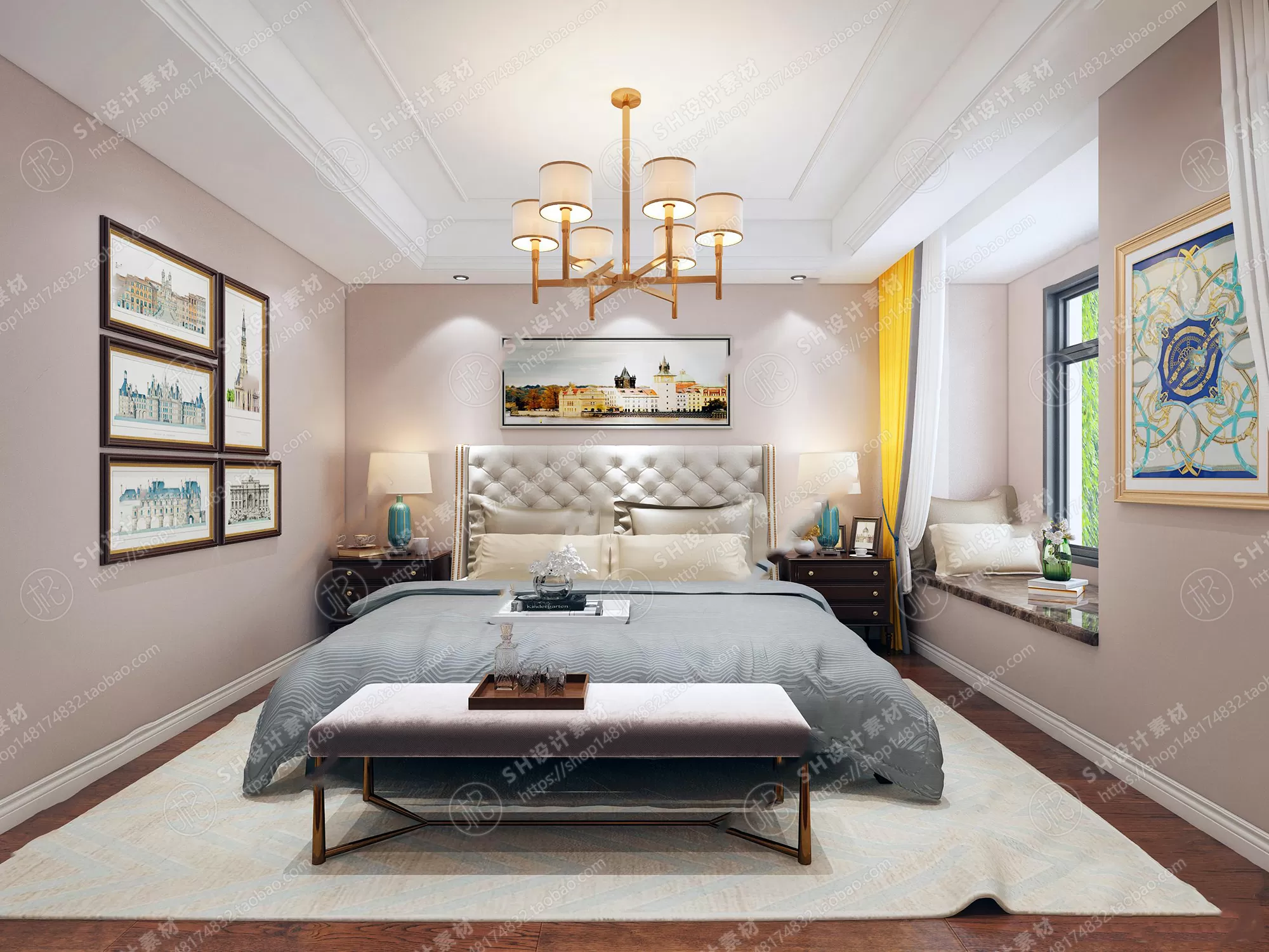 BEDROOM 3D SCENES – VRAY RENDER – 478