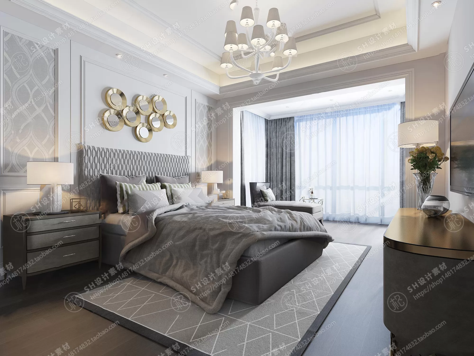BEDROOM 3D SCENES – VRAY RENDER – 479