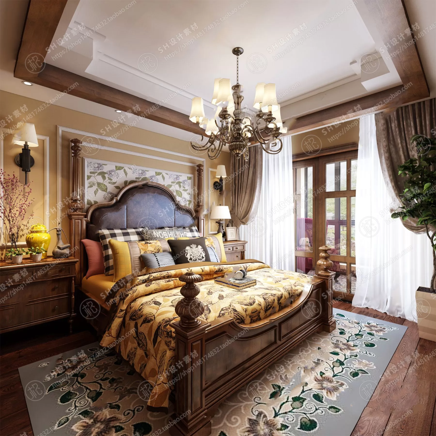 BEDROOM 3D SCENES – VRAY RENDER – 483