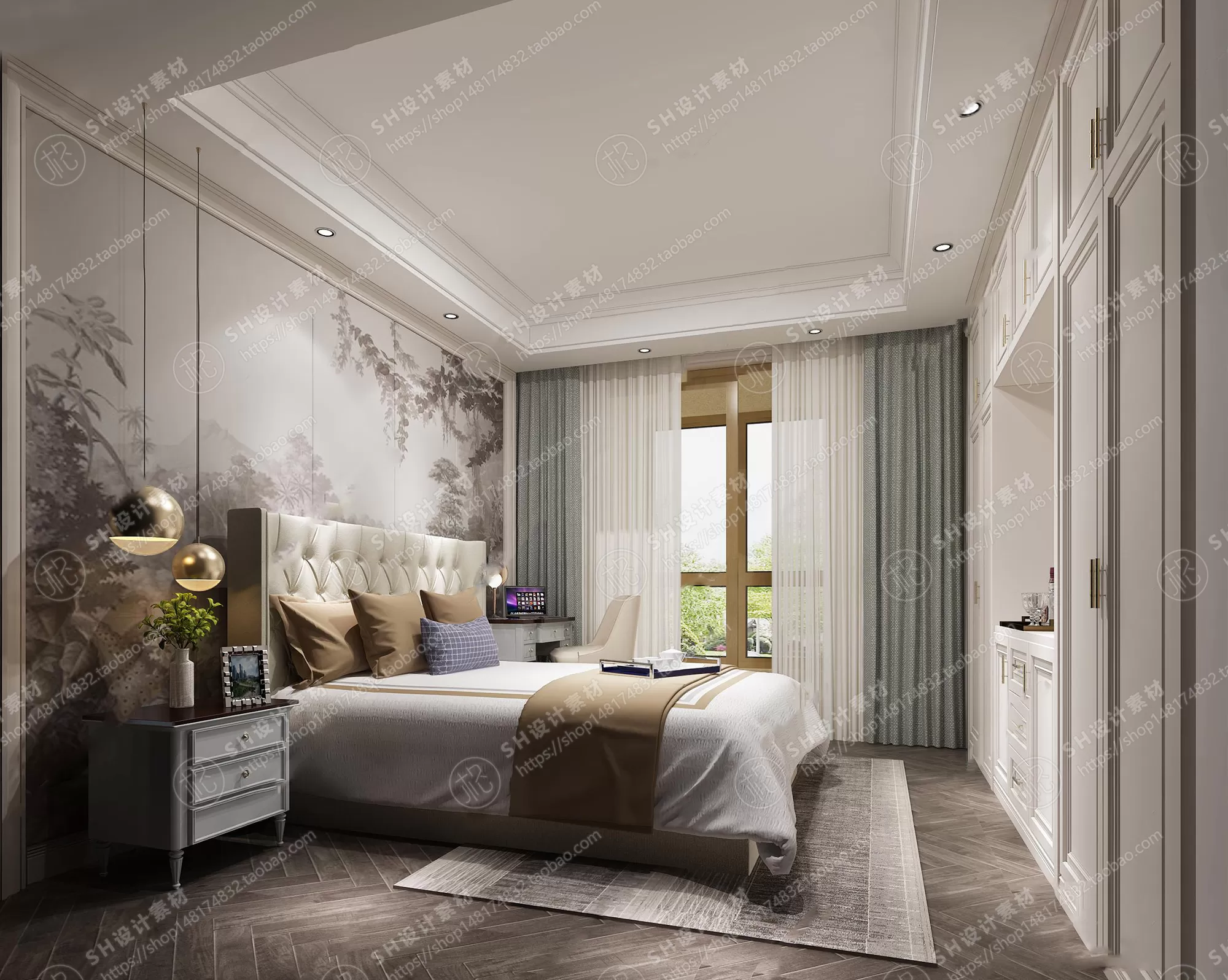 BEDROOM 3D SCENES – VRAY RENDER – 484