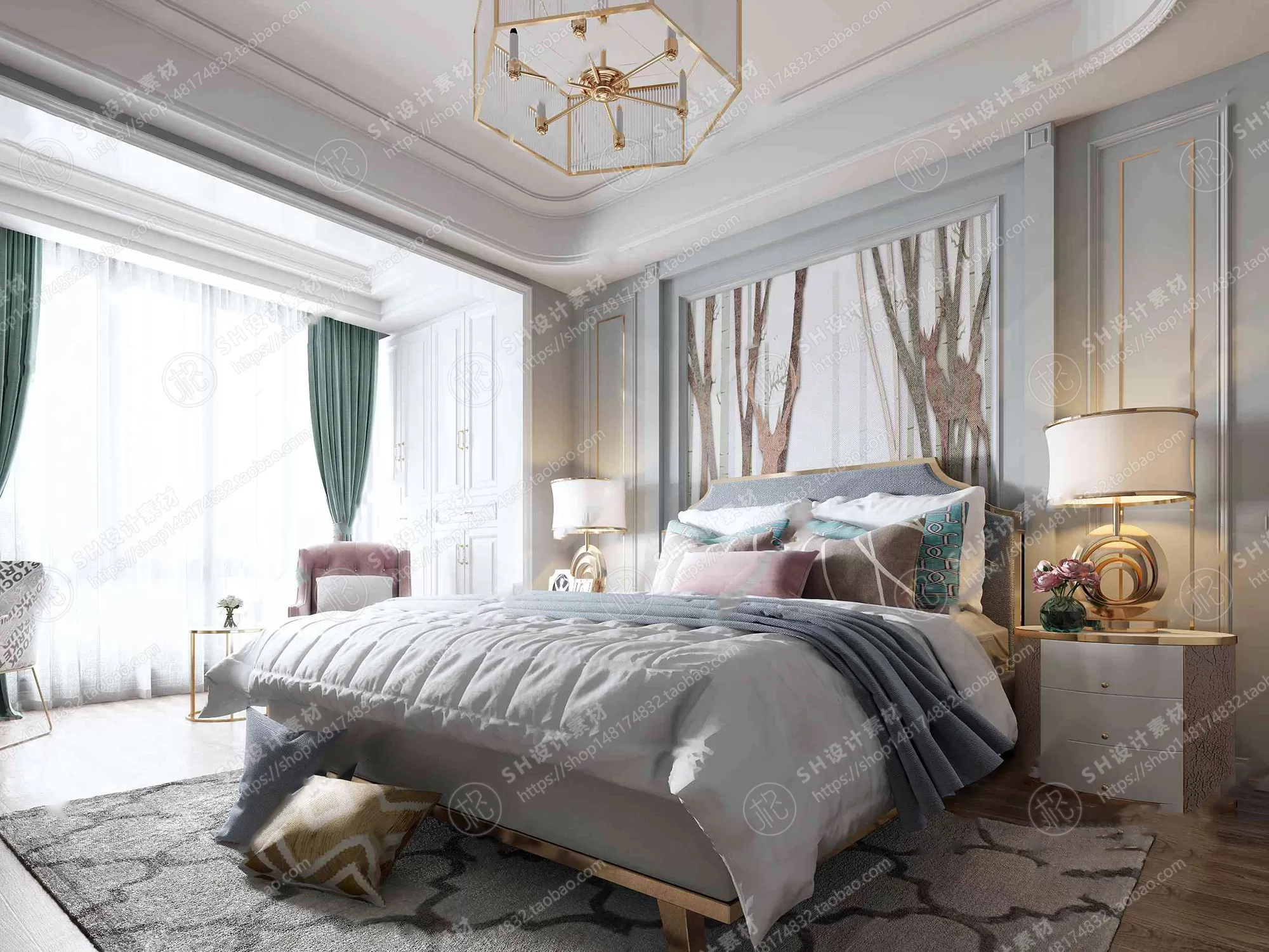 BEDROOM 3D SCENES – VRAY RENDER – 485