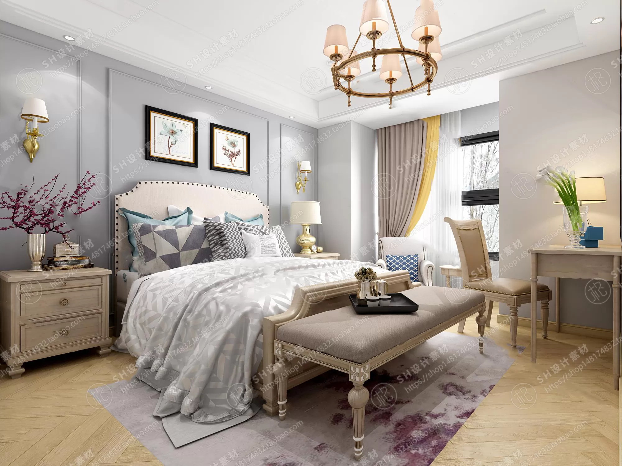 BEDROOM 3D SCENES – VRAY RENDER – 486