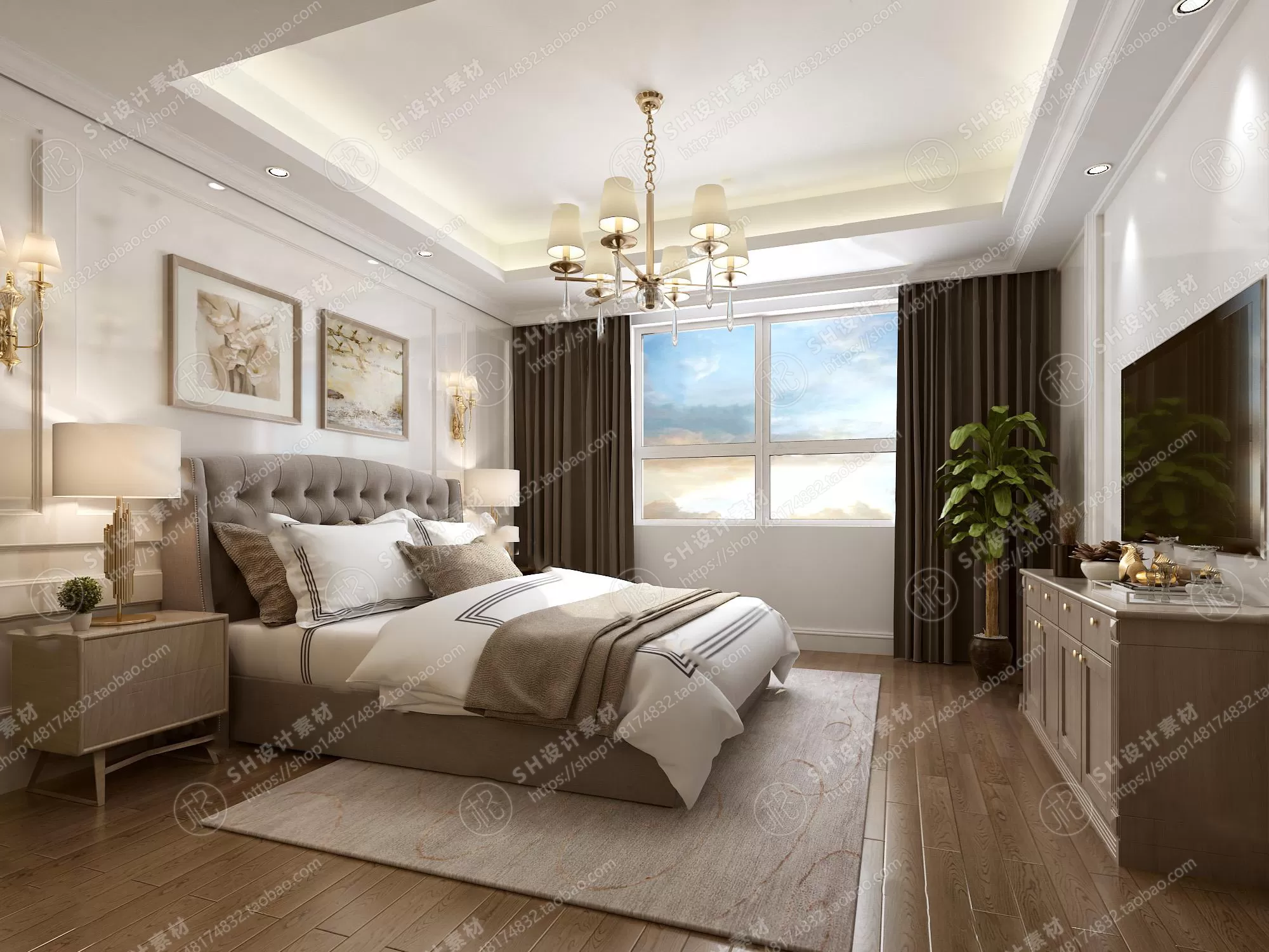 BEDROOM 3D SCENES – VRAY RENDER – 487