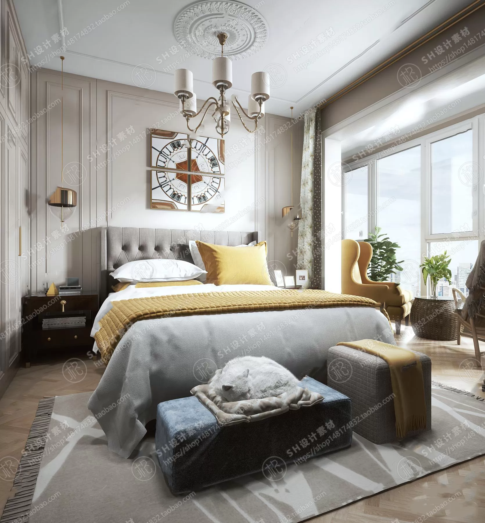 BEDROOM 3D SCENES – VRAY RENDER – 488