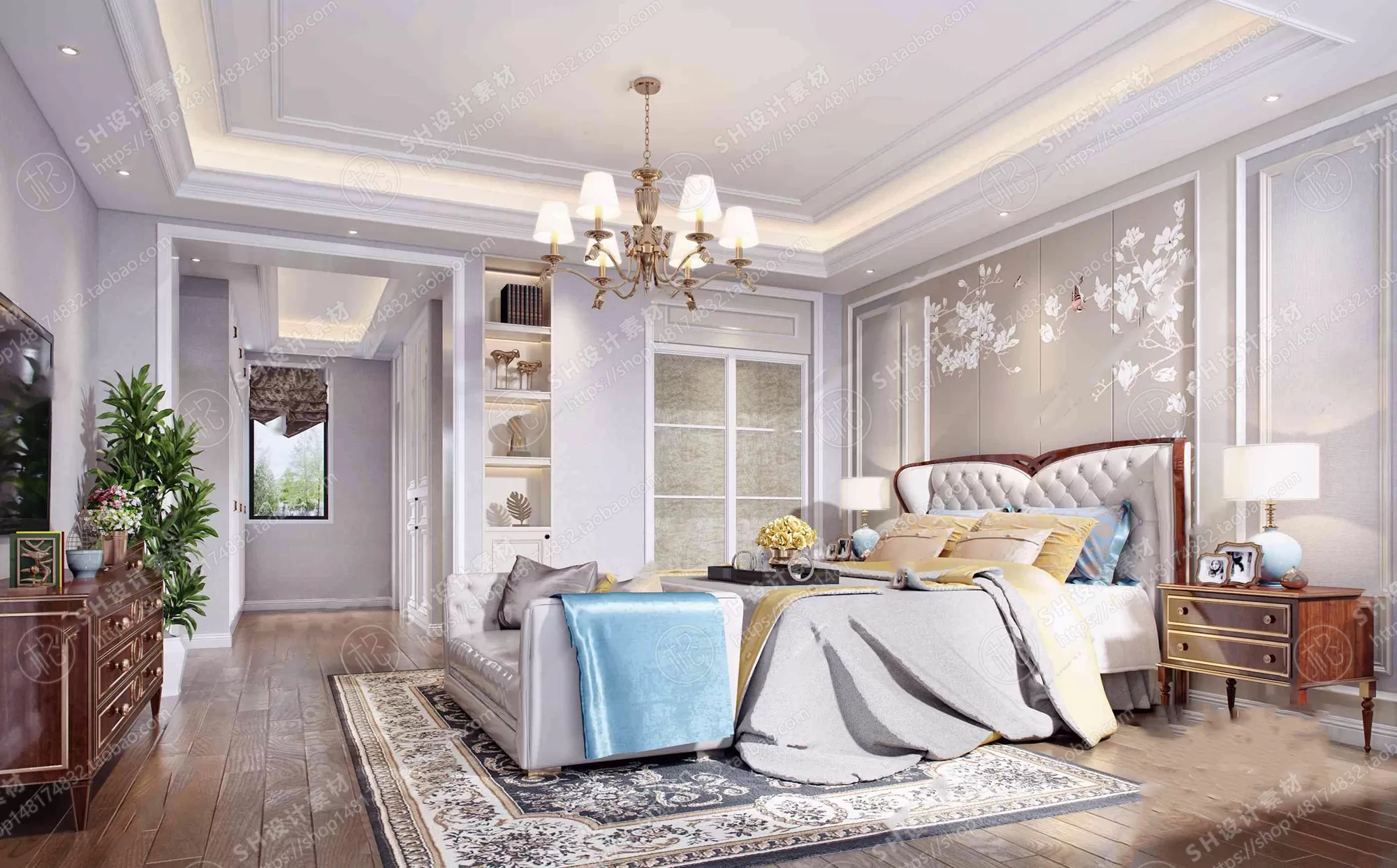 BEDROOM 3D SCENES – VRAY RENDER – 490