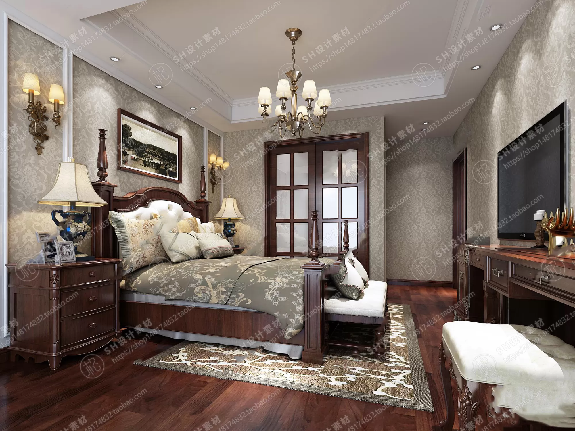 BEDROOM 3D SCENES – VRAY RENDER – 491