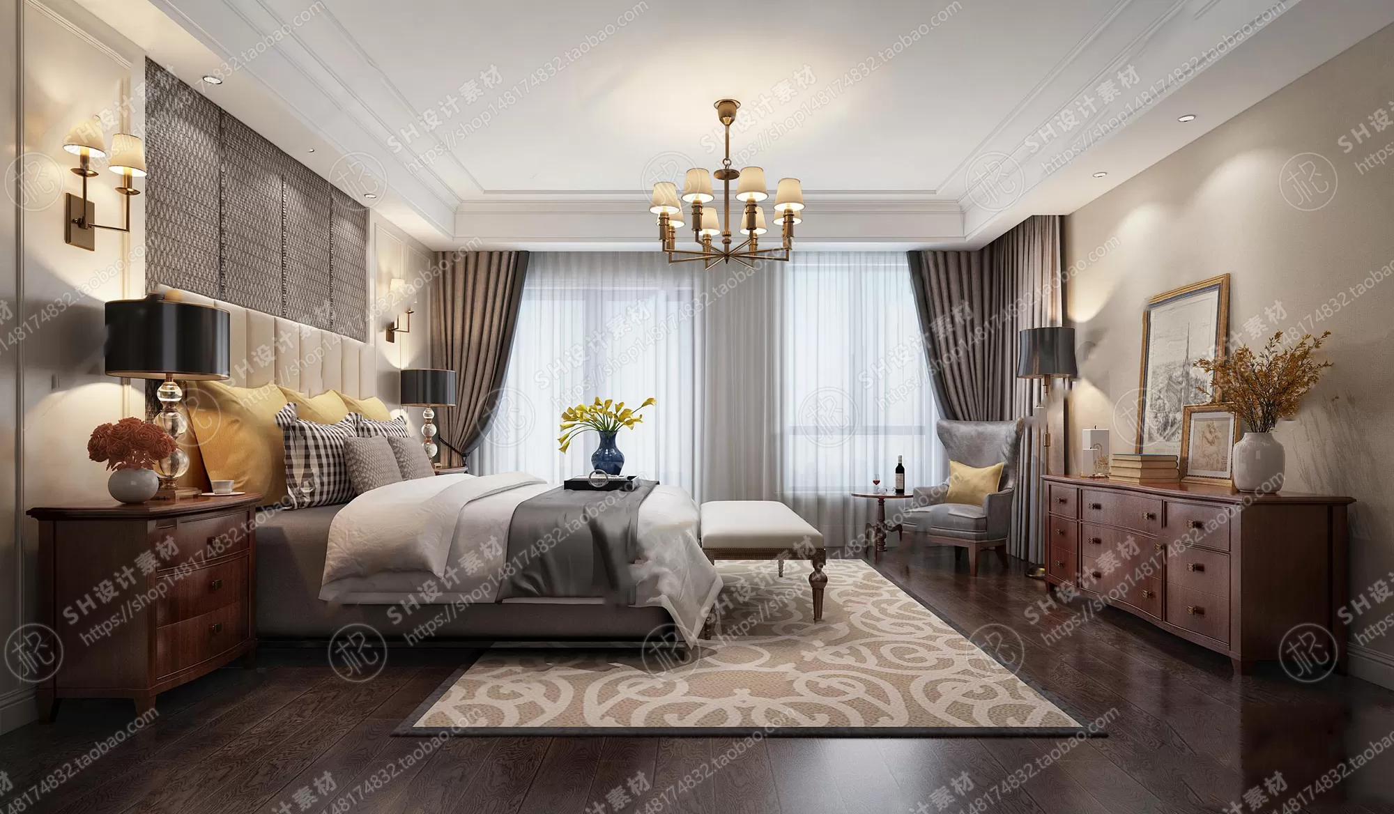 BEDROOM 3D SCENES – VRAY RENDER – 492
