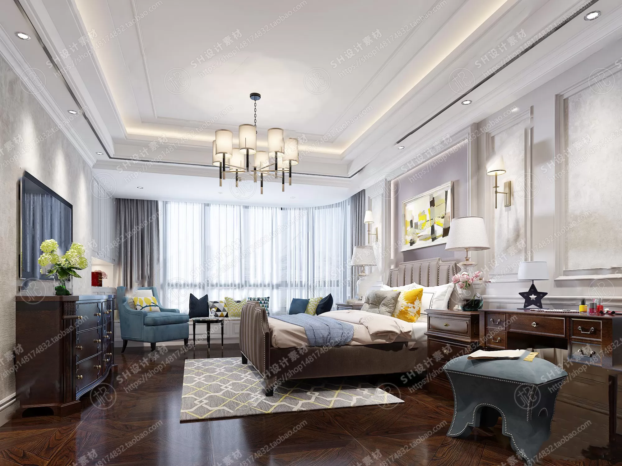 BEDROOM 3D SCENES – VRAY RENDER – 496