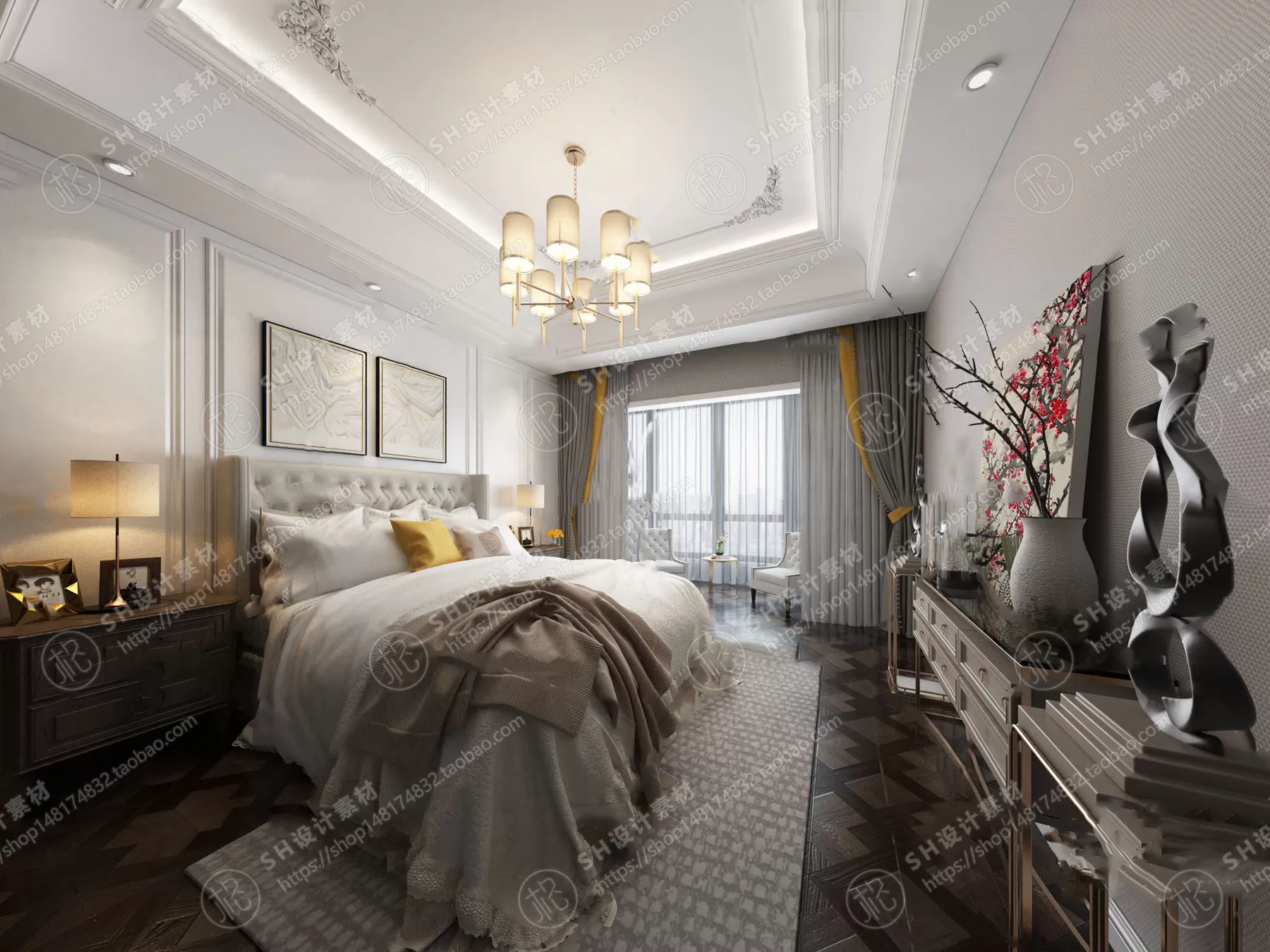 BEDROOM 3D SCENES – VRAY RENDER – 497