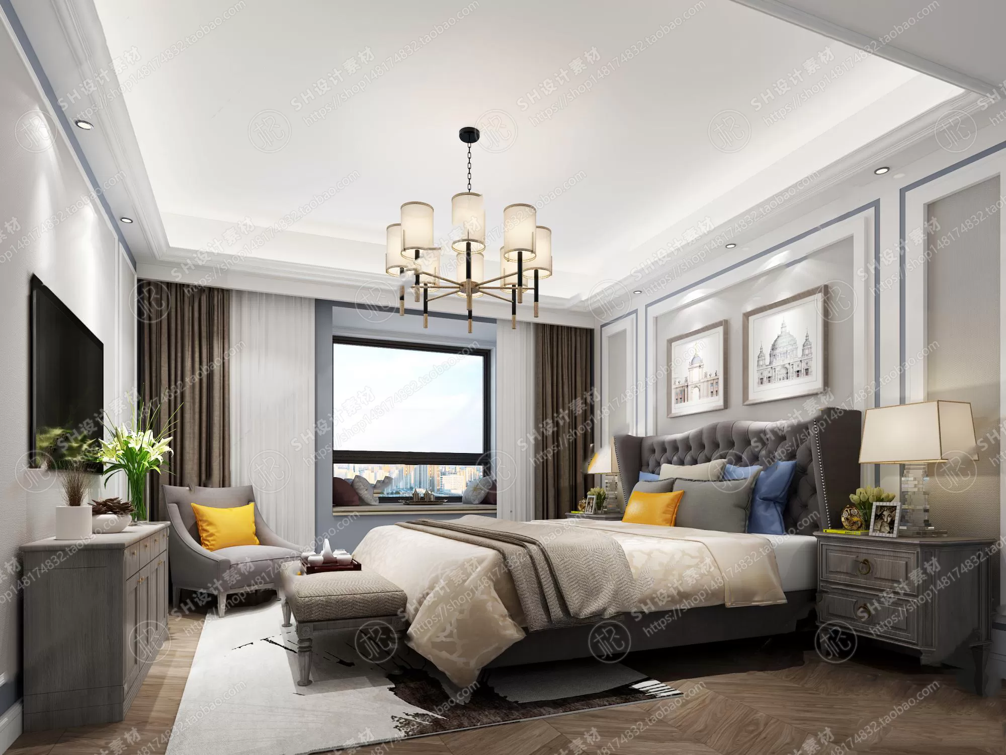 BEDROOM 3D SCENES – VRAY RENDER – 499