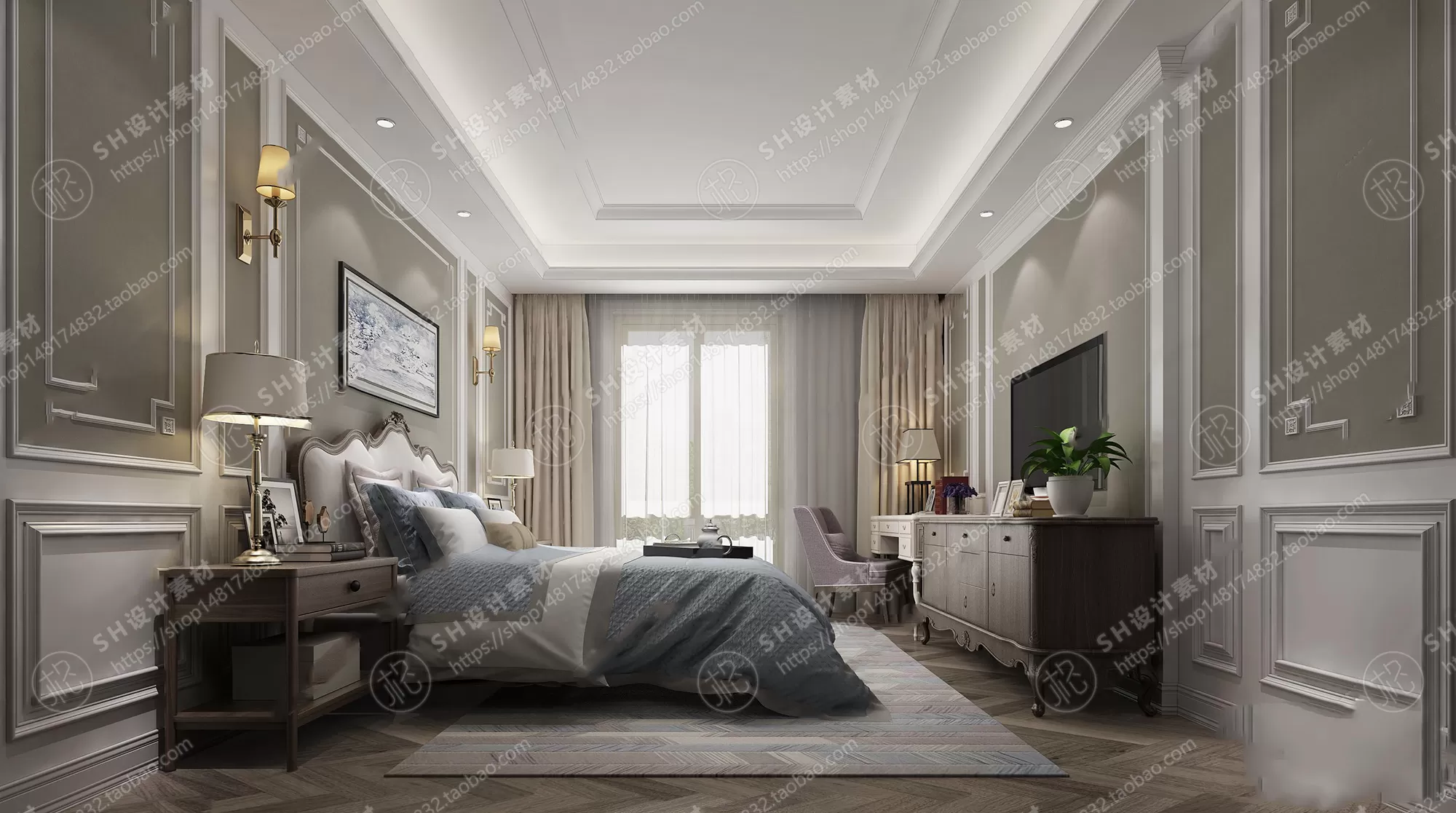 BEDROOM 3D SCENES – VRAY RENDER – 501
