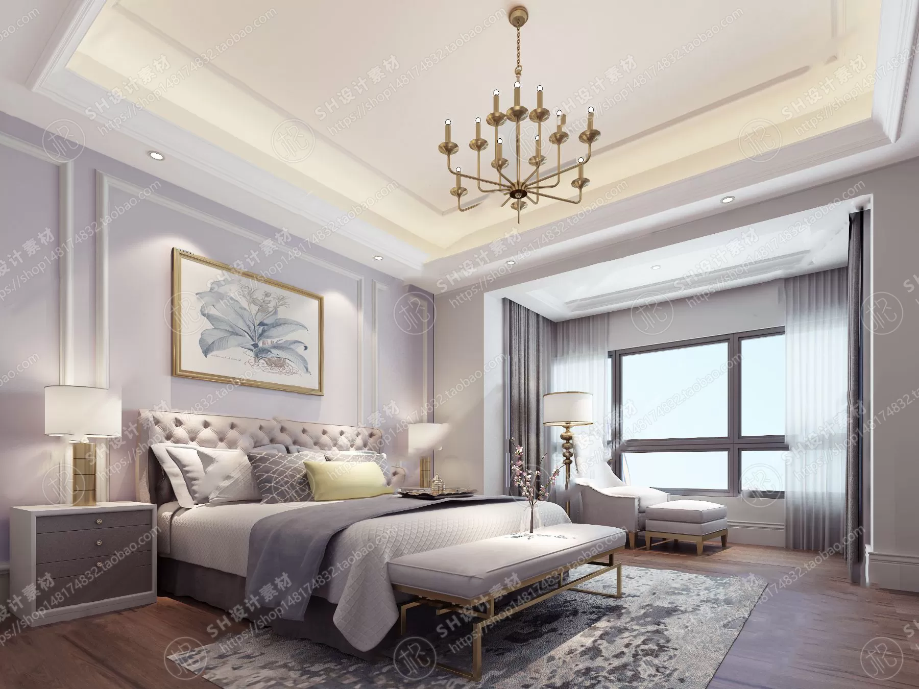 BEDROOM 3D SCENES – VRAY RENDER – 503