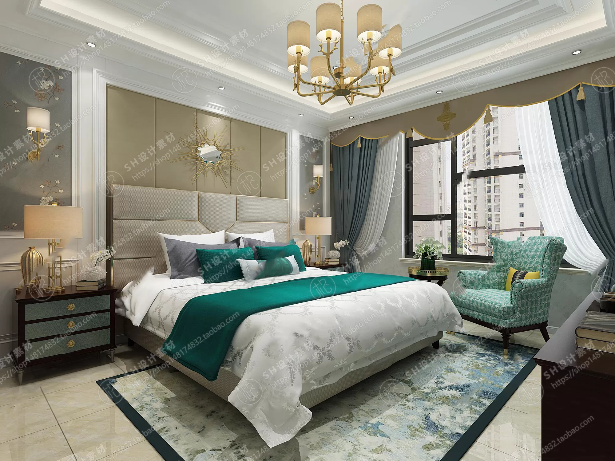 BEDROOM 3D SCENES – VRAY RENDER – 504