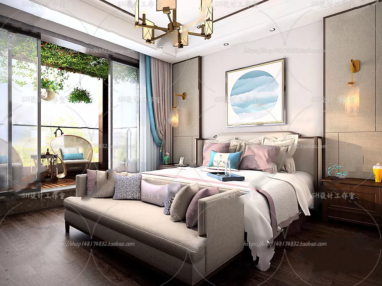 BEDROOM 3D SCENES – VRAY RENDER – 579