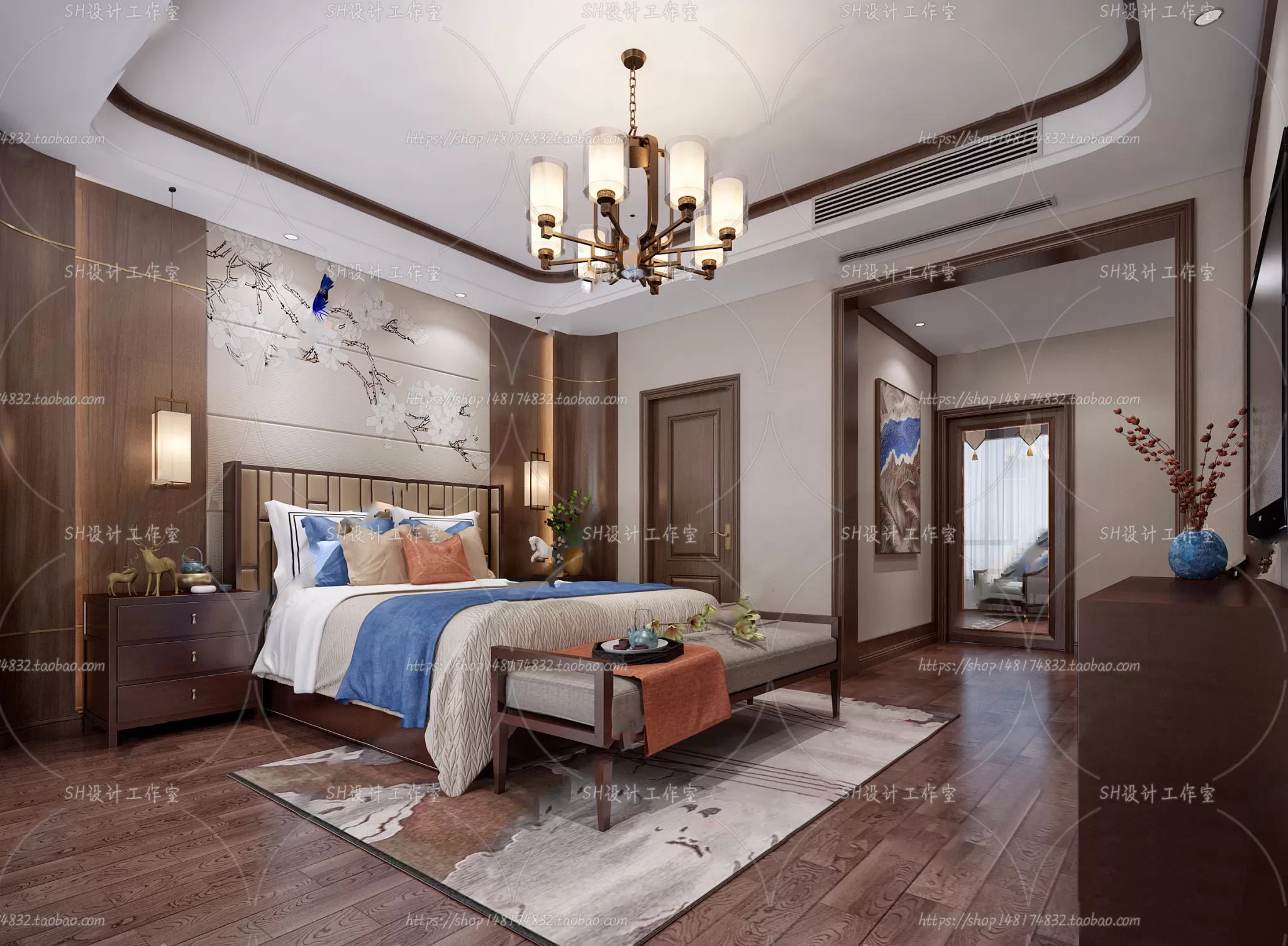 BEDROOM 3D SCENES – VRAY RENDER – 580