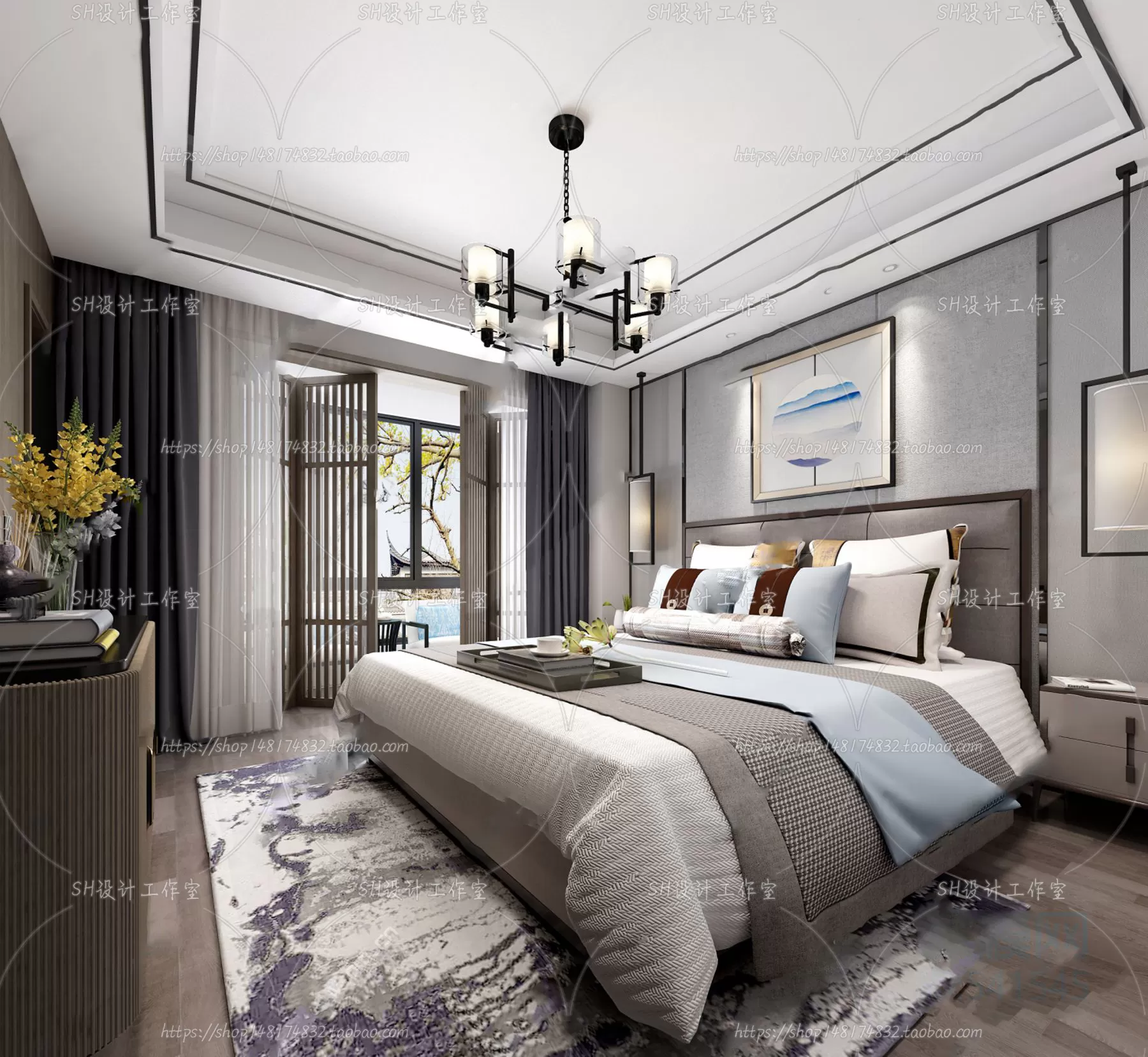 BEDROOM 3D SCENES – VRAY RENDER – 586