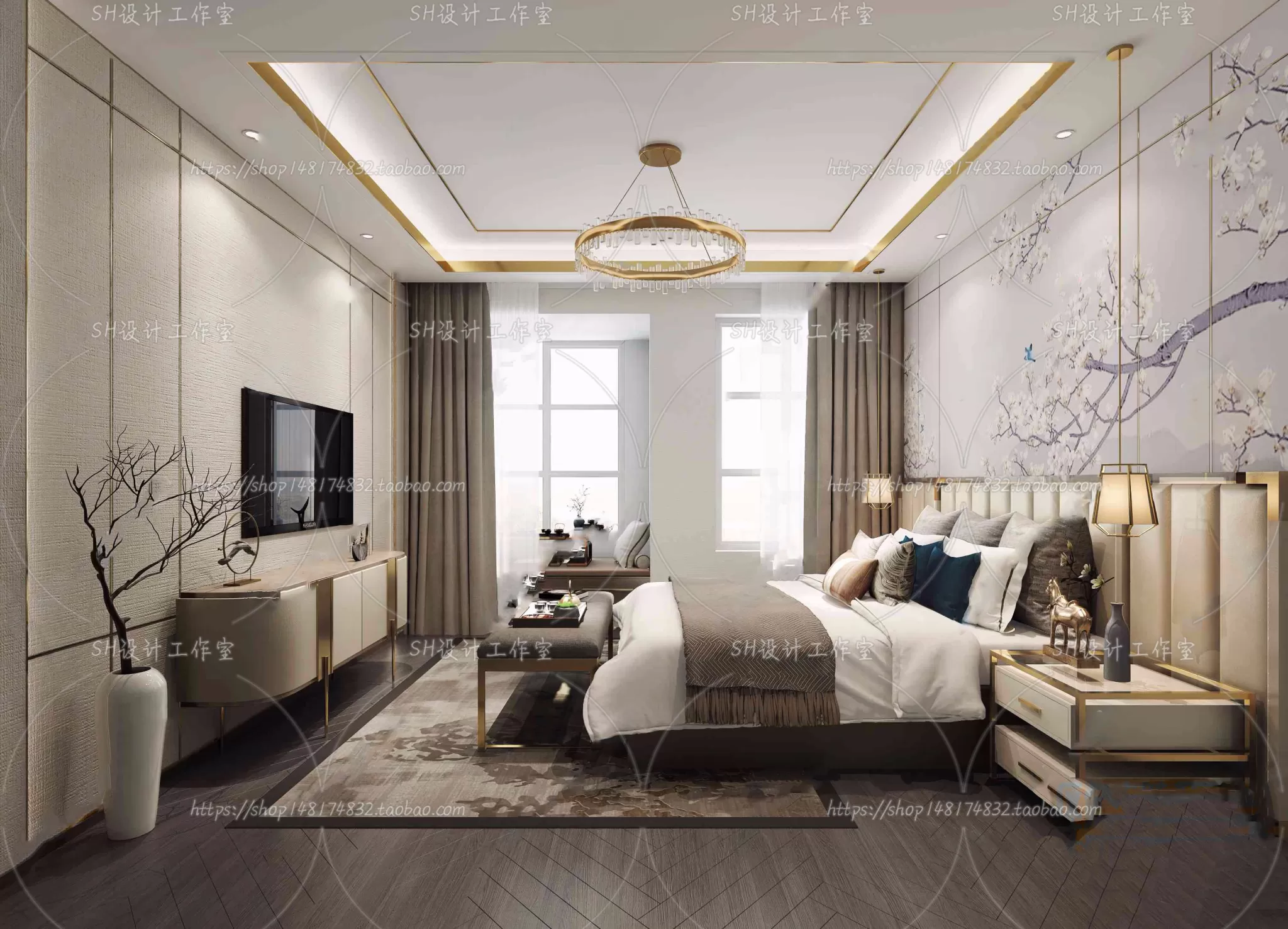 BEDROOM 3D SCENES – VRAY RENDER – 589