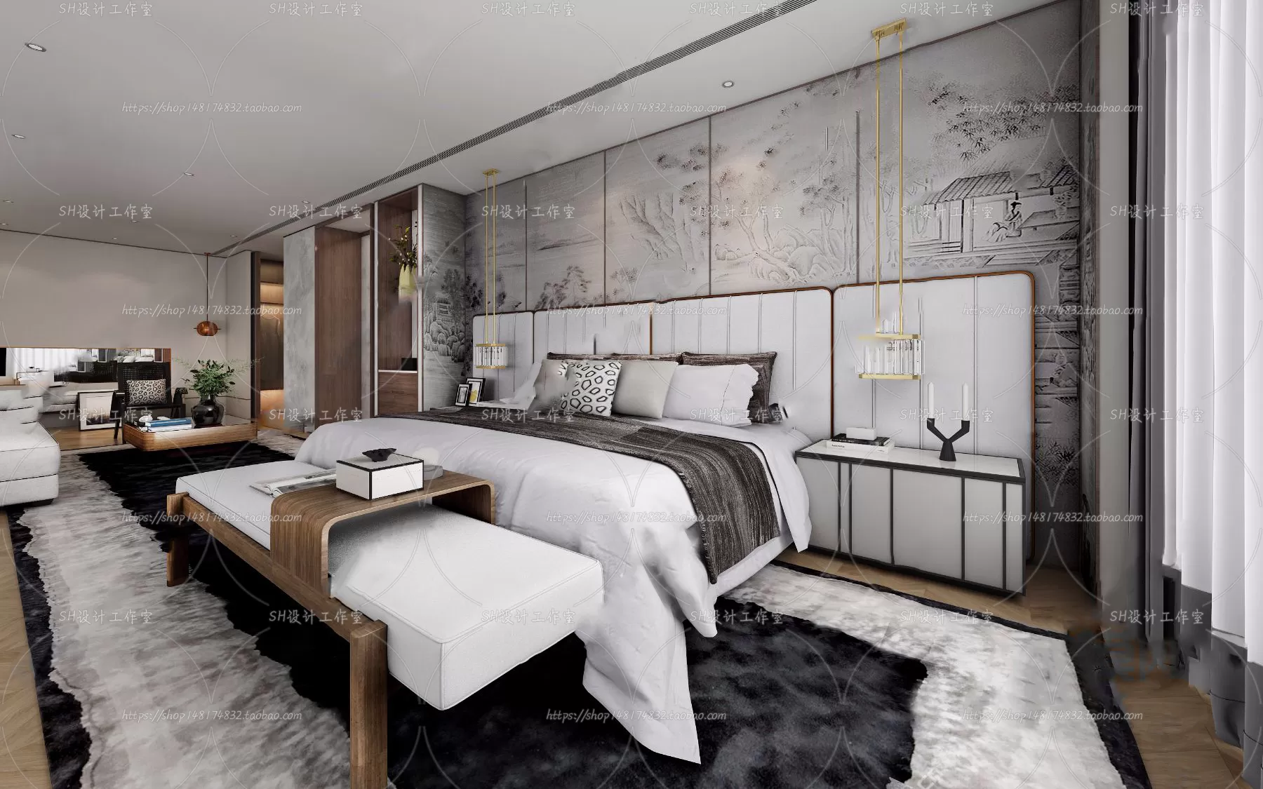 BEDROOM 3D SCENES – VRAY RENDER – 594