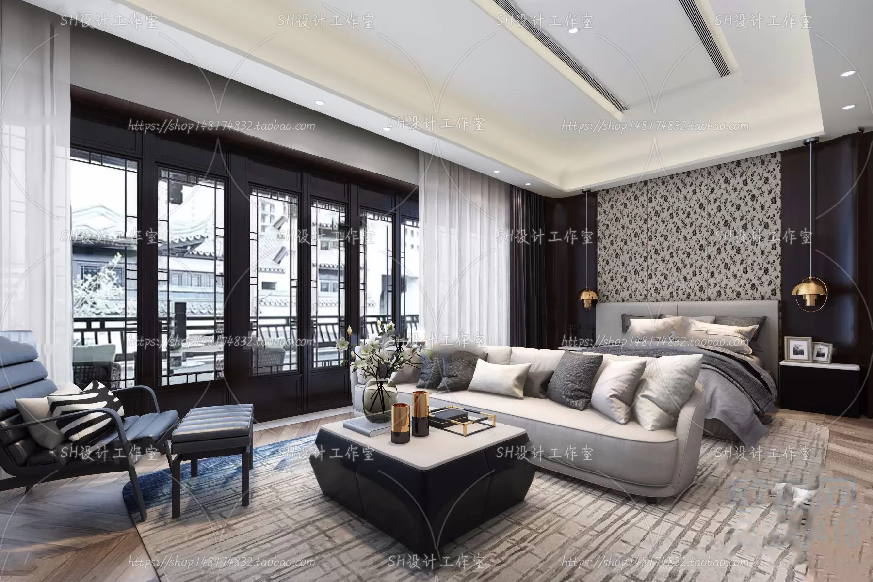 BEDROOM 3D SCENES – VRAY RENDER – 596