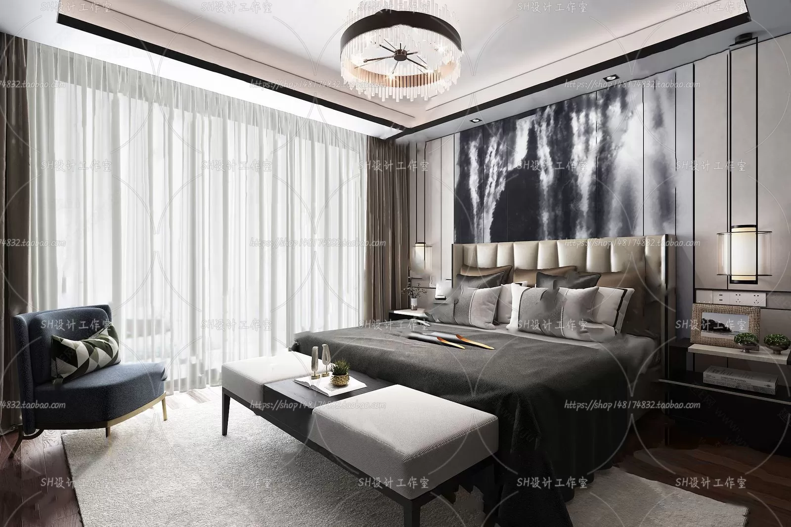 BEDROOM 3D SCENES – VRAY RENDER – 602