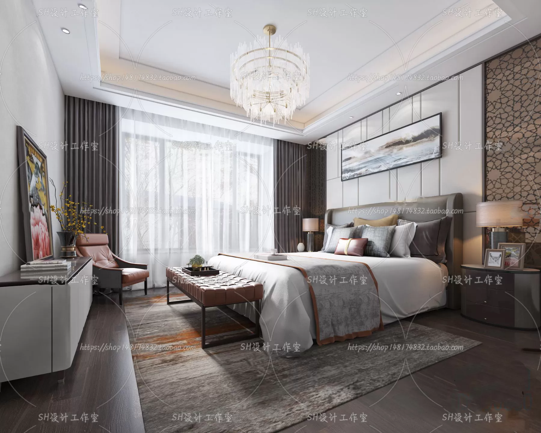 BEDROOM 3D SCENES – VRAY RENDER – 607