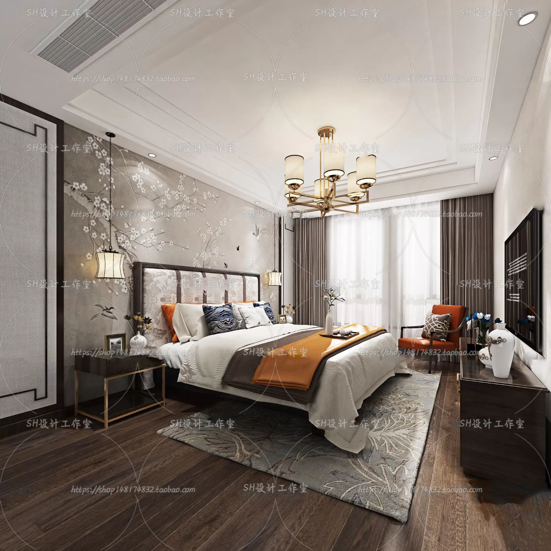 BEDROOM 3D SCENES – VRAY RENDER – 608