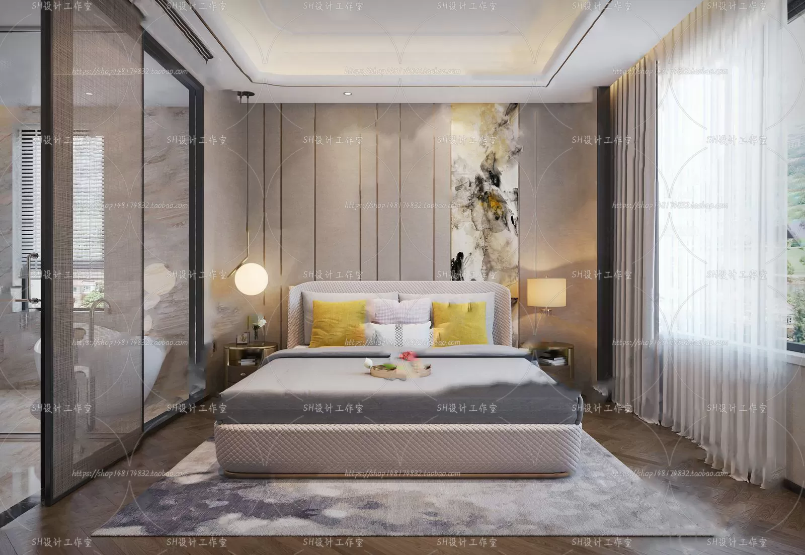 BEDROOM 3D SCENES – VRAY RENDER – 613