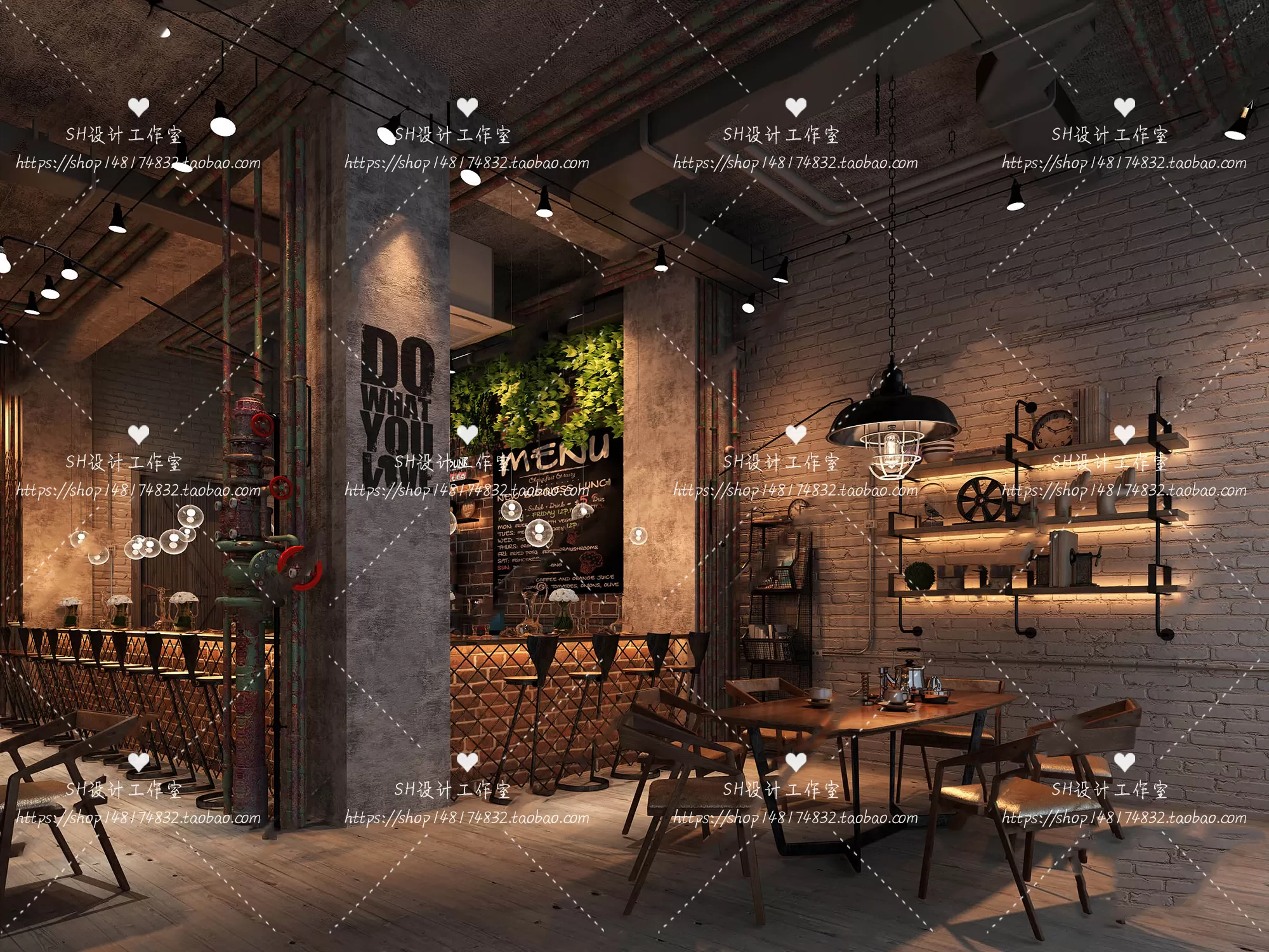 COFFEE SHOP 3D SCENES – VRAY RENDER – 90