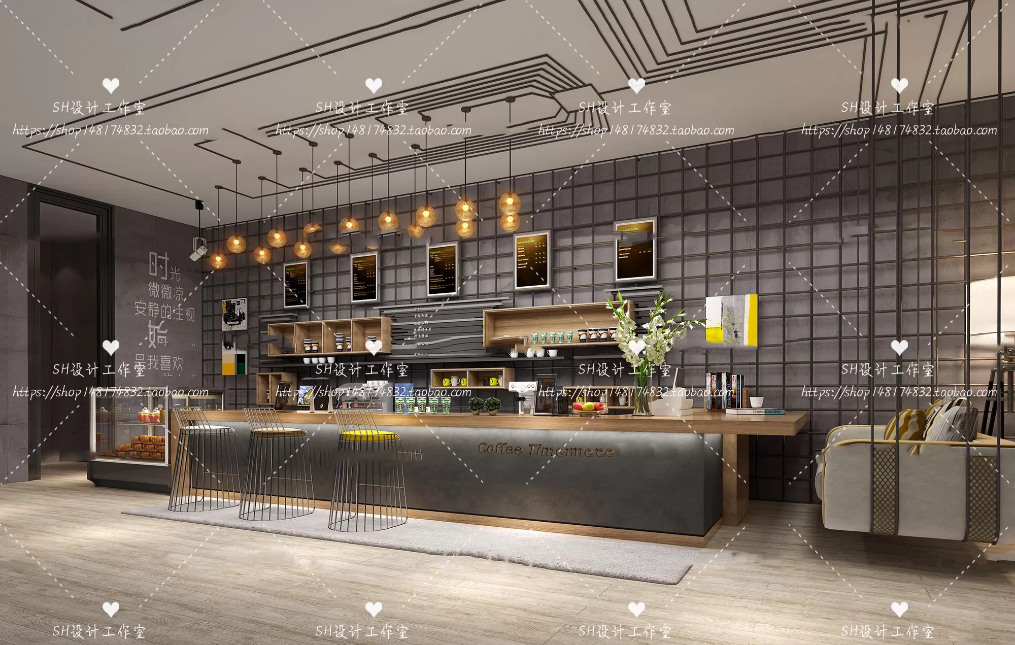 COFFEE SHOP 3D SCENES – VRAY RENDER – 100