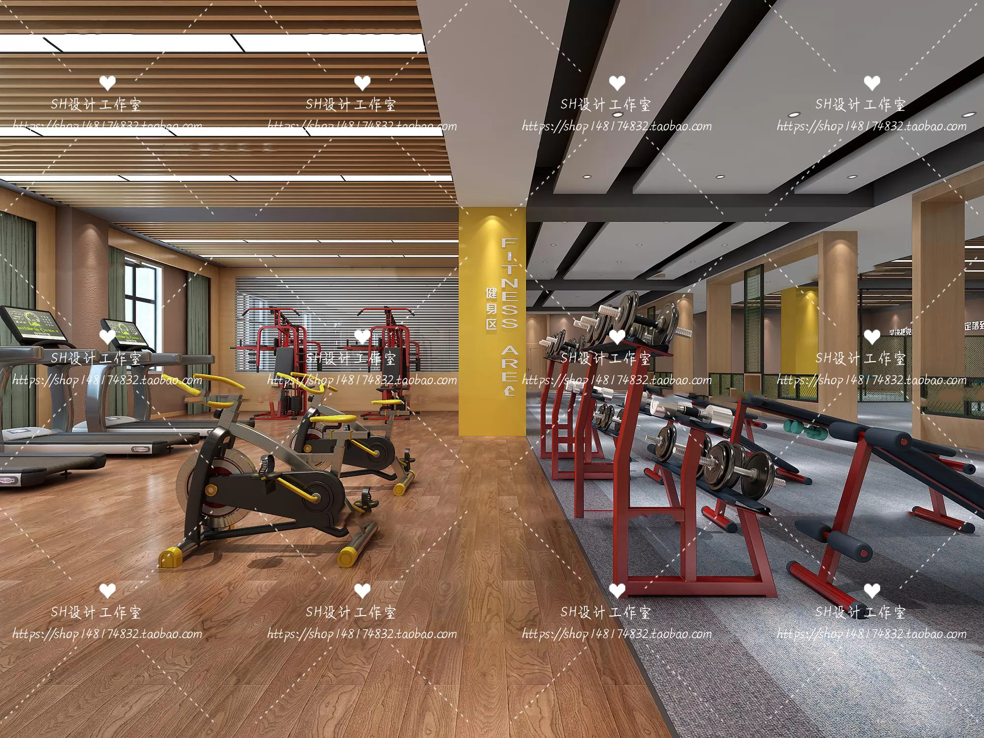 GYM AND YOGA 3D SCENES – VRAY RENDER – 009
