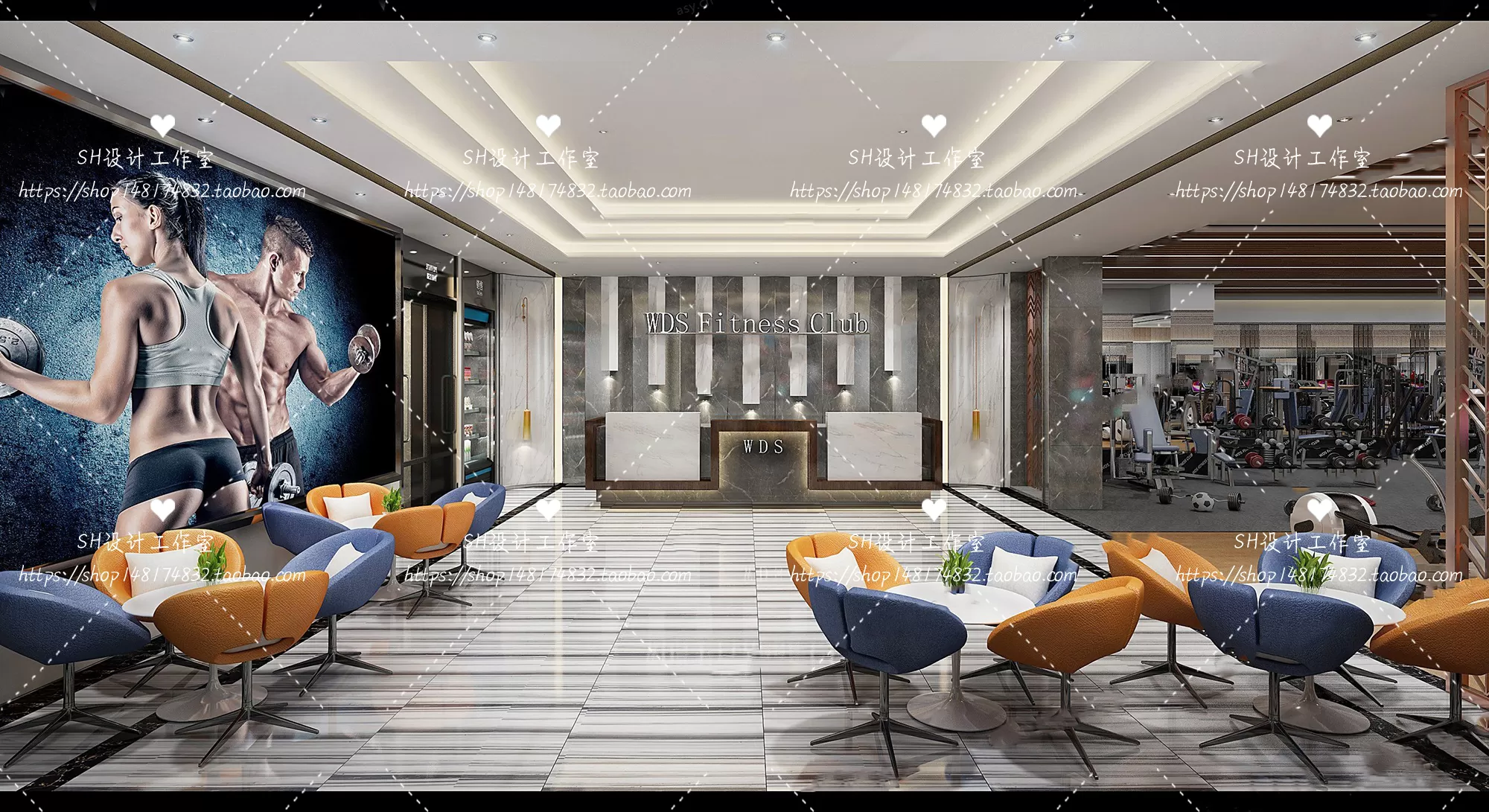 GYM AND YOGA 3D SCENES – VRAY RENDER – 014