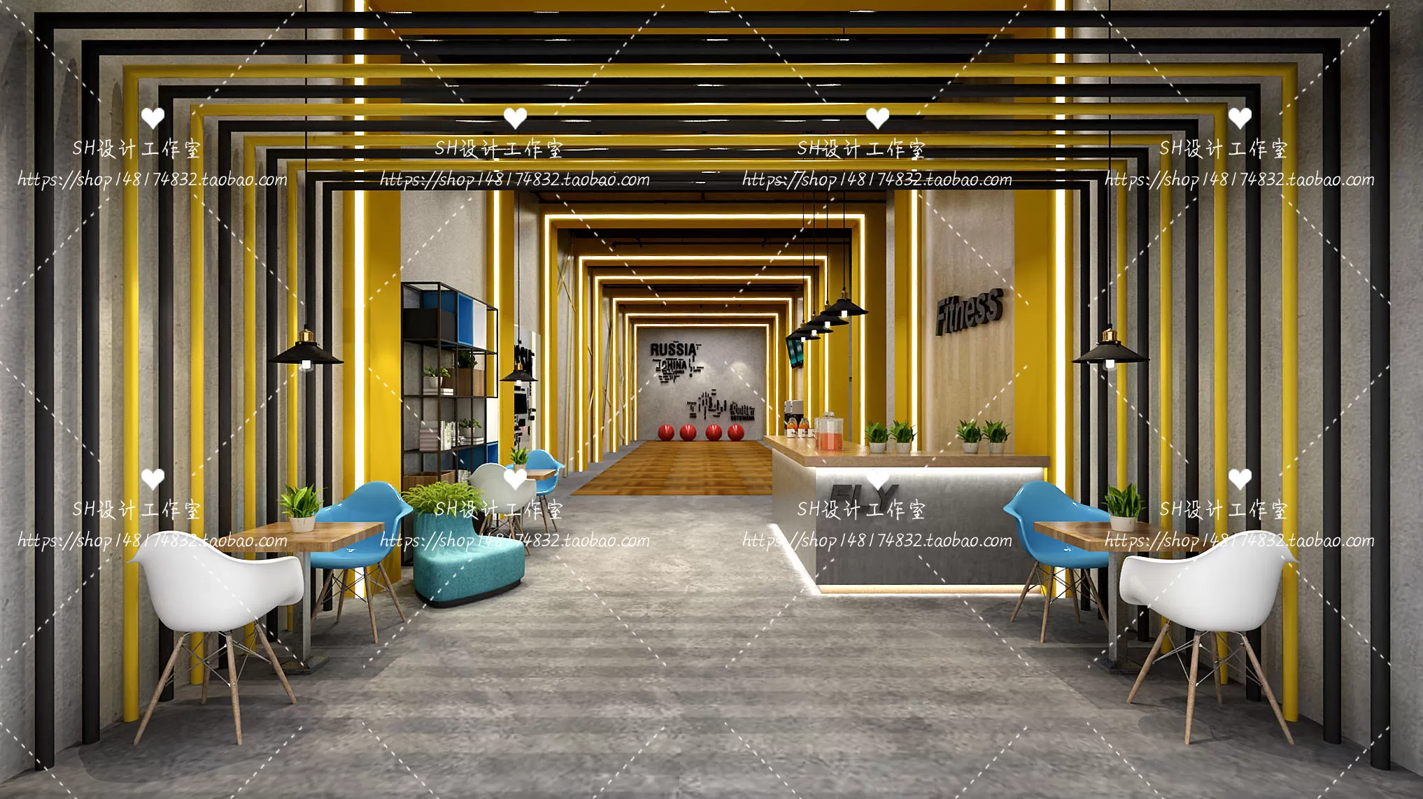 GYM AND YOGA 3D SCENES – VRAY RENDER – 019