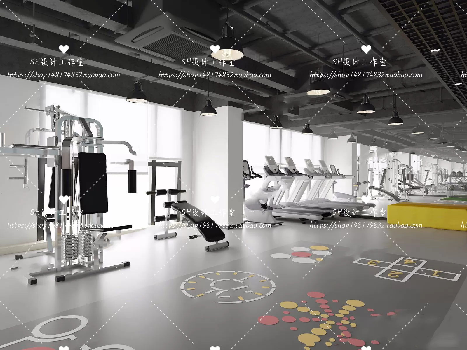 GYM AND YOGA 3D SCENES – VRAY RENDER – 032